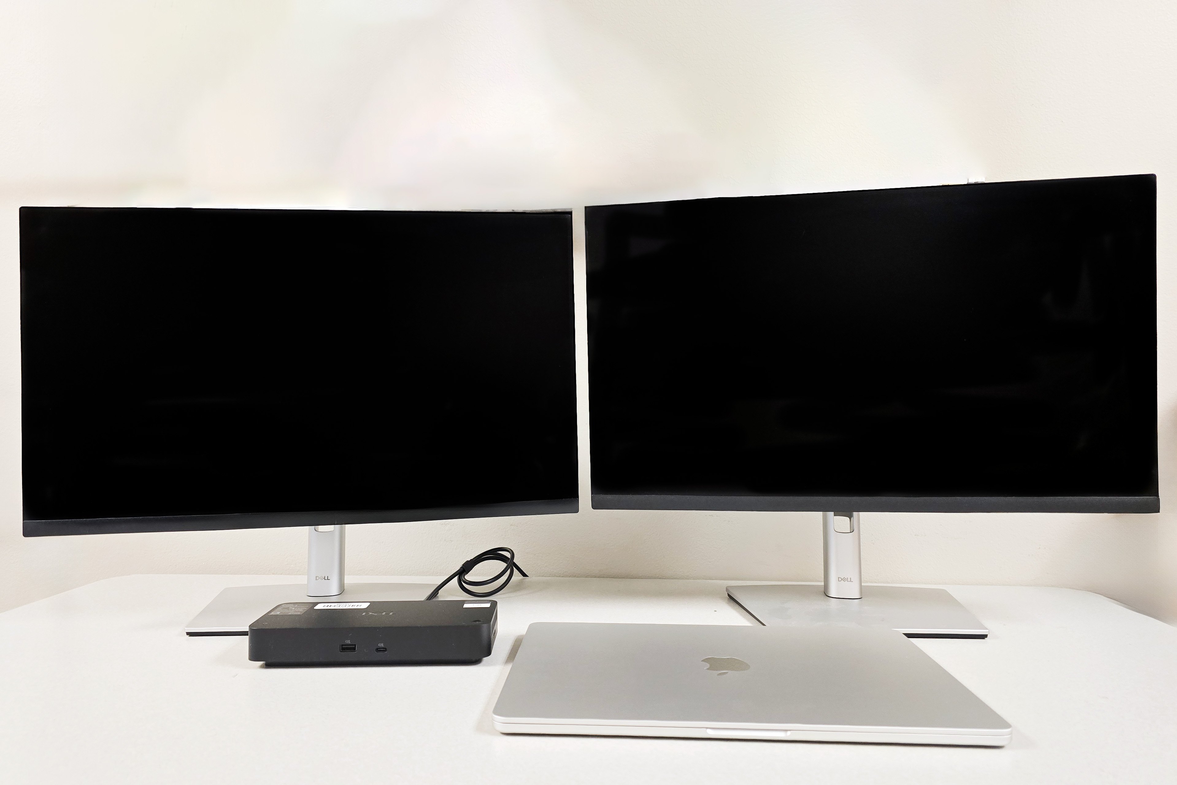 MacBook Pro laptop with one monitor