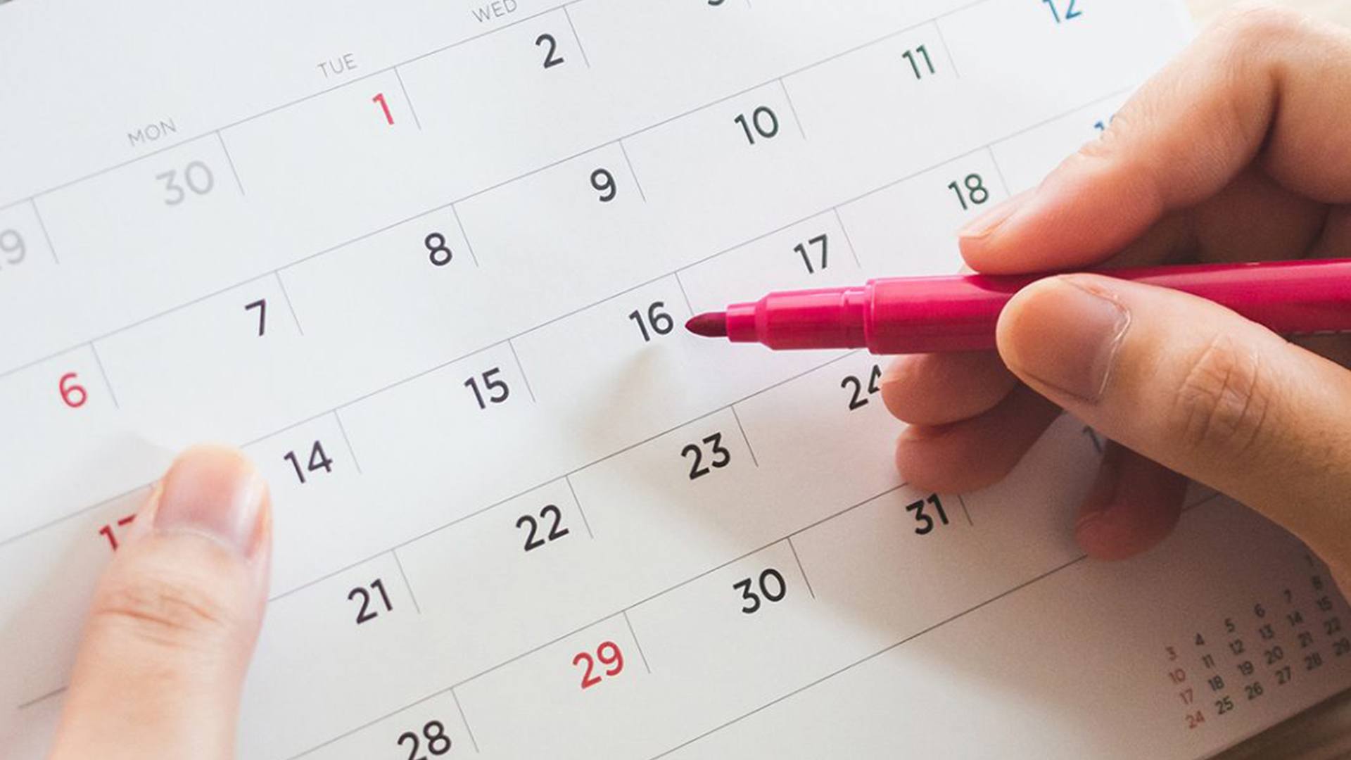 Calendar being marked