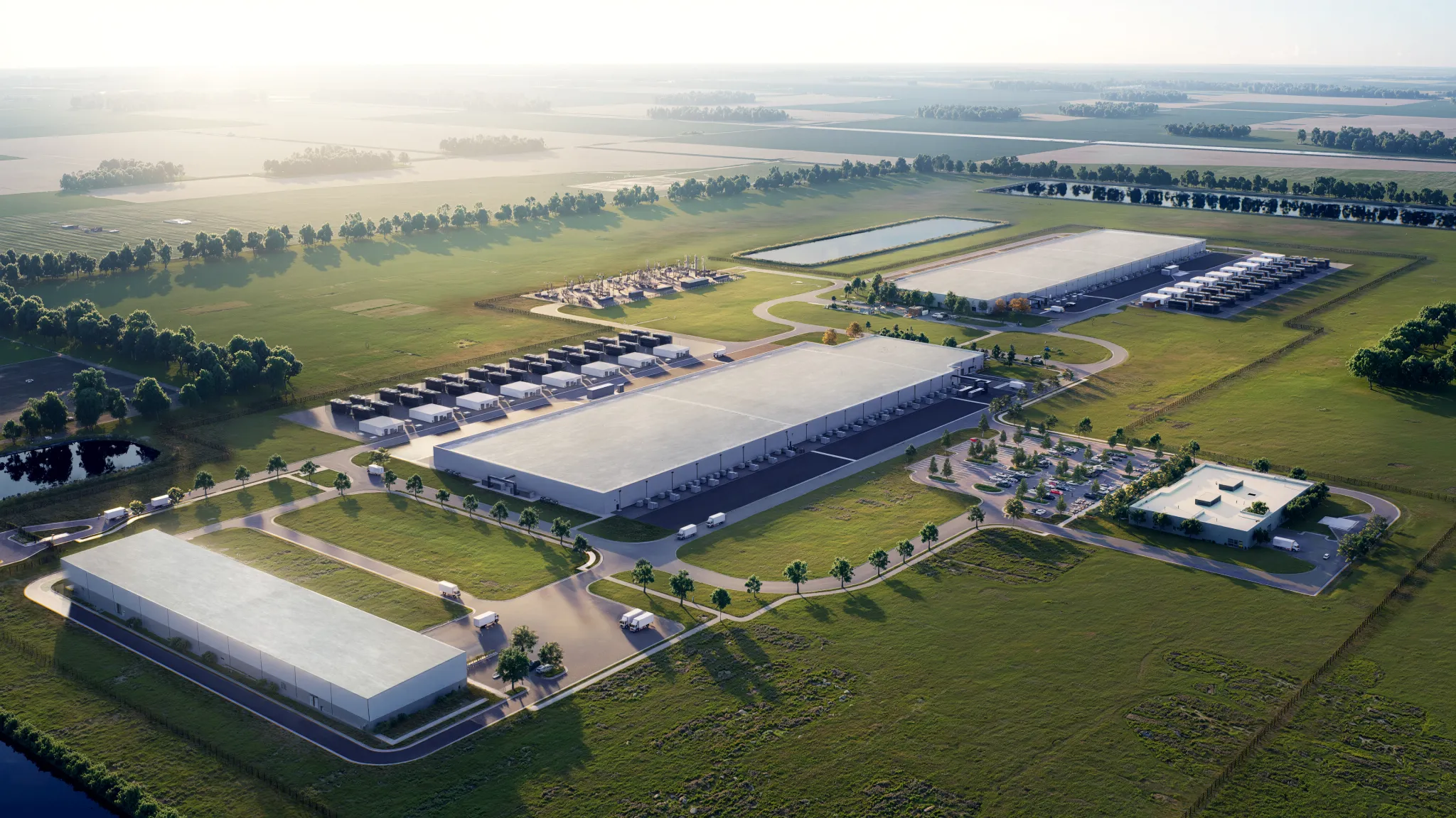 Artist rendering of new Bowling Green data center built by Meta