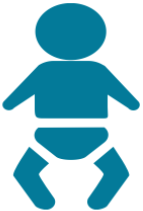 teal color shape of a baby