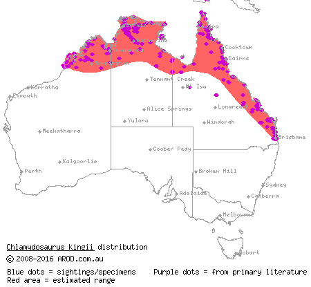 frilled lizard map