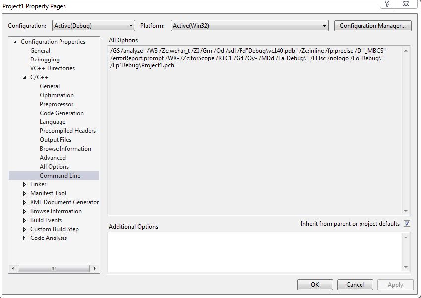 vs property dialog