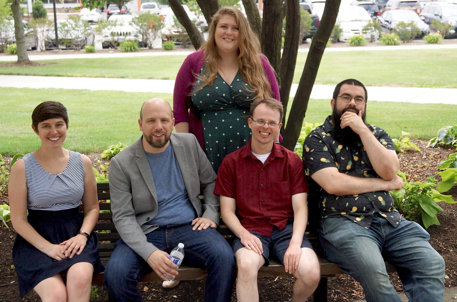 Rhetoric & Writing PhD students Bailey Poland, Clay Chiarelott, Lena Ziegler, Travis Hein, and Brian Urias