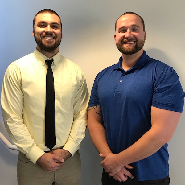 Grad student Kyle Bares and Assistant Professor Tom Mowen