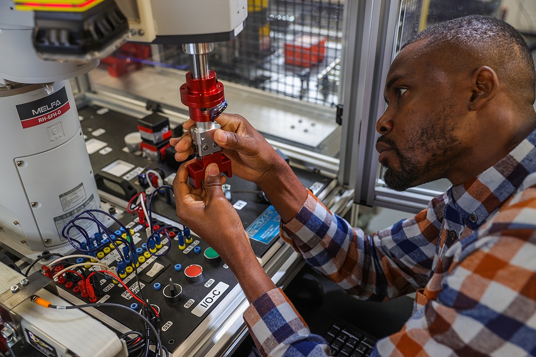 A student working in a lab