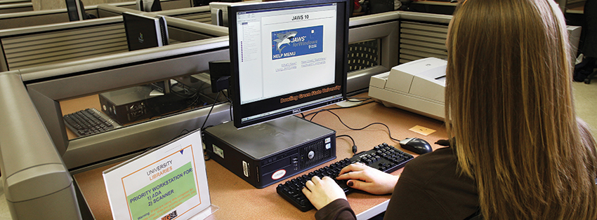 Person using a computer with assistive technology