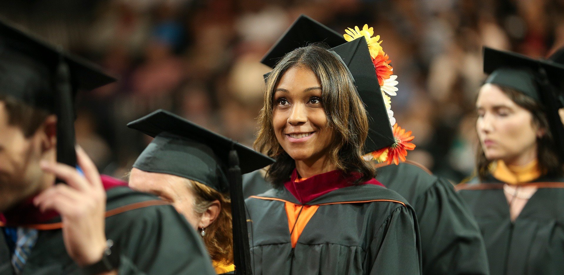 Graduate student at commencement