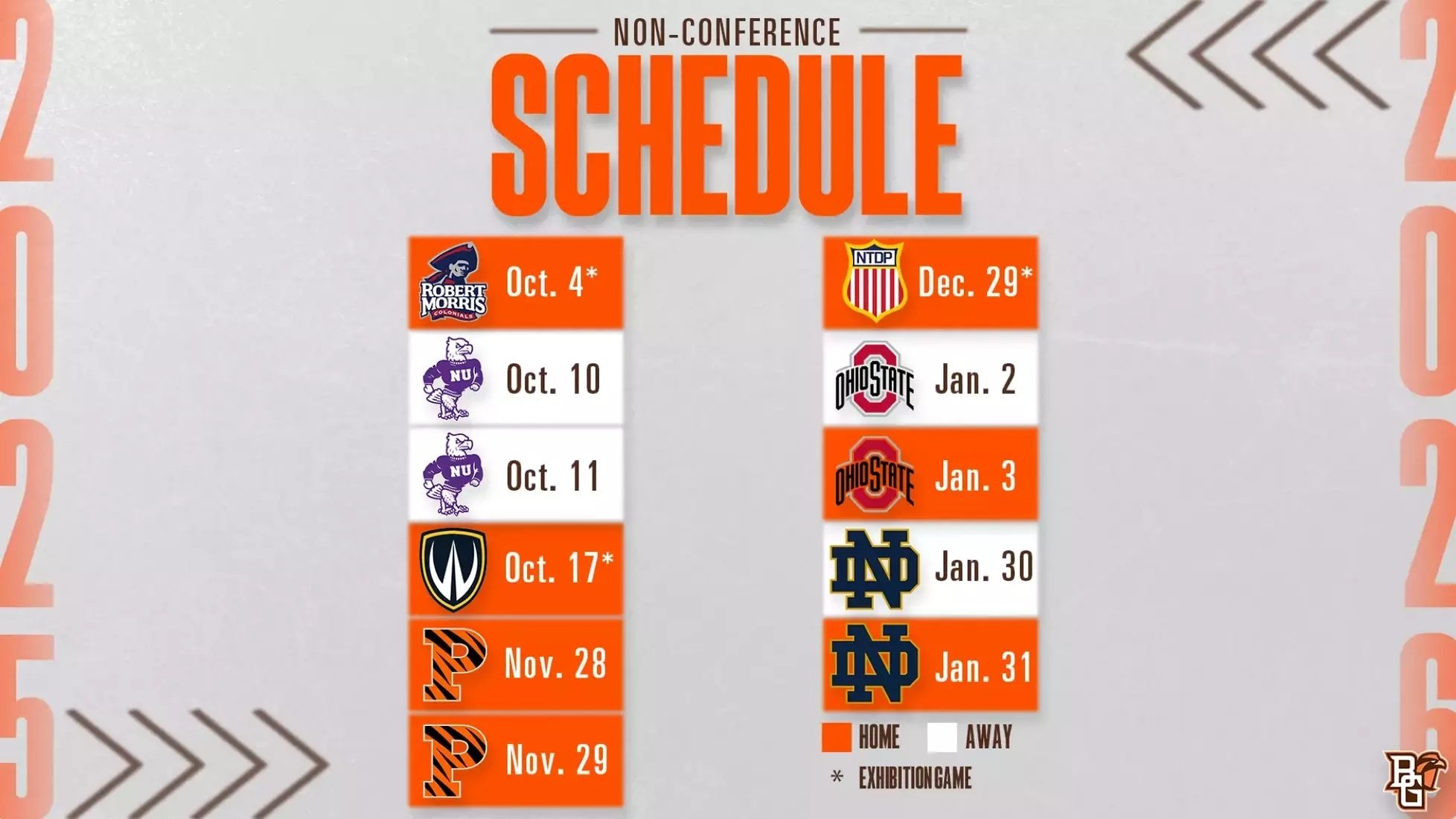 2025-2026 Falcon Hockey Non-Conference Schedule