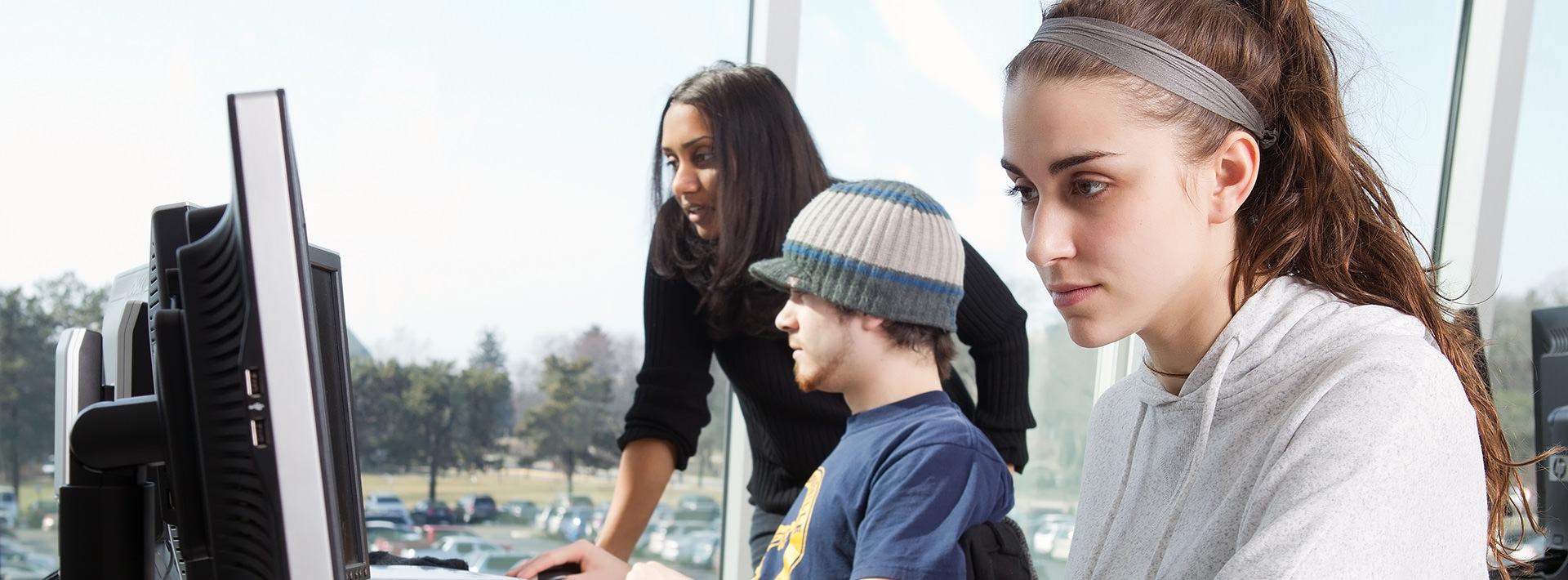 students at computers