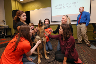 Margaret Weinberger, a lecturer in sociology, tapped into her passion for animals for her seminar "Animals in Human Lives", during her BGSU 1910 First Year Seminar class.