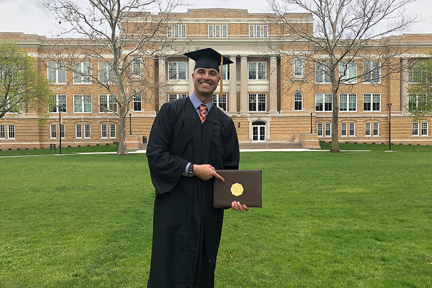 Dustin Absher on campus