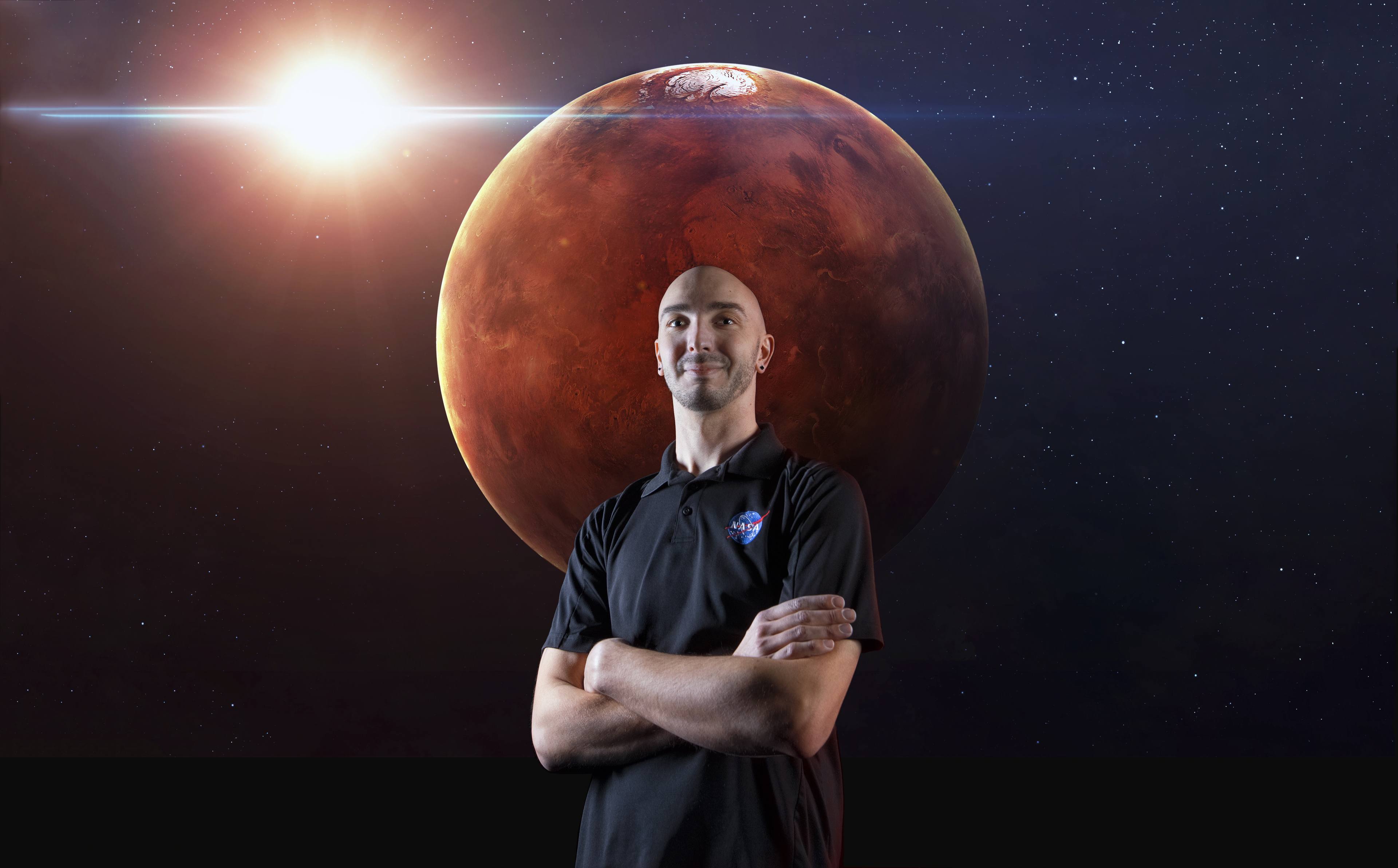 Image of a BGSU student majoring in electronics and computer engineering technology in line for NASA career