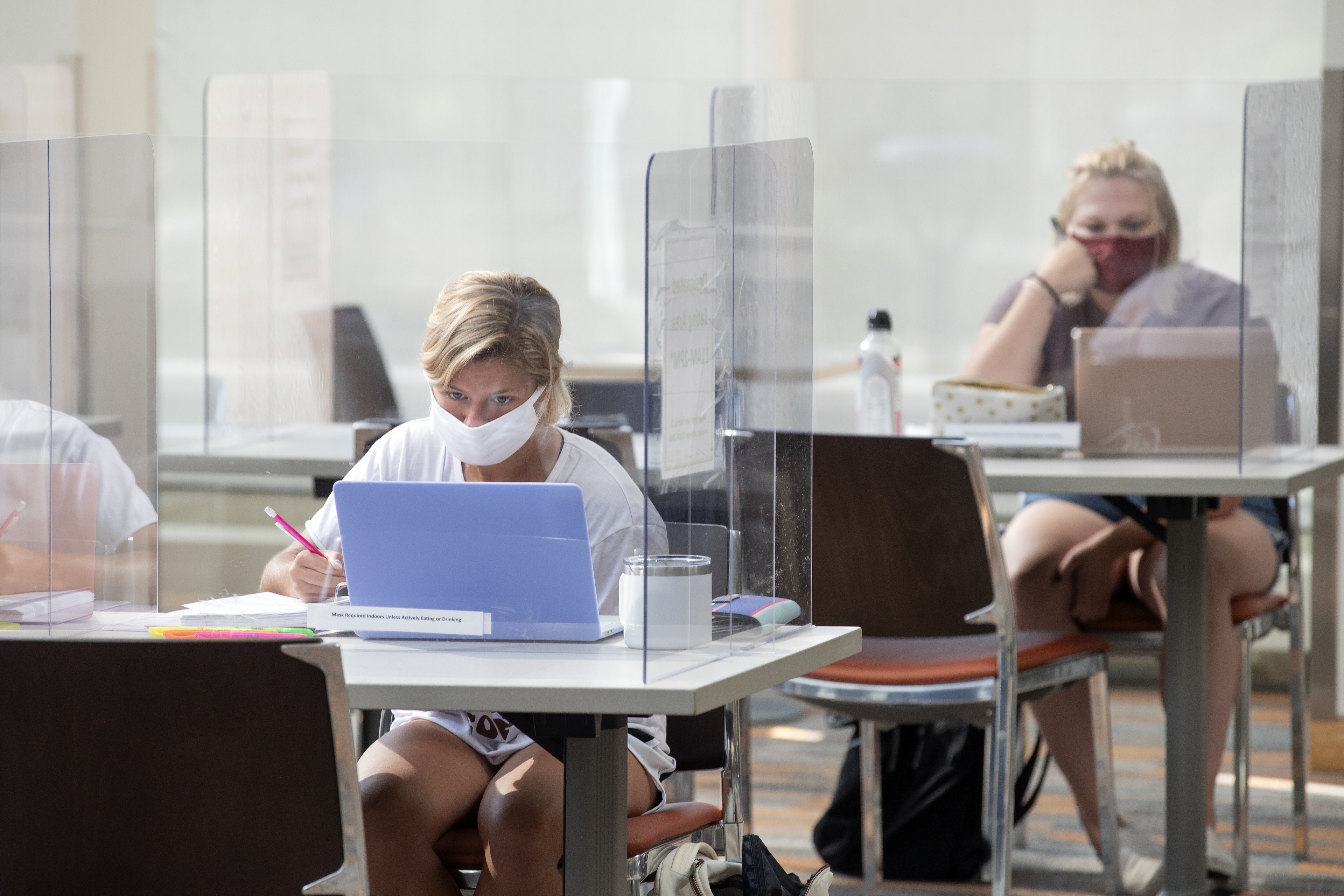 Hosier studying on second floor of Bowen-Thompson Student Union