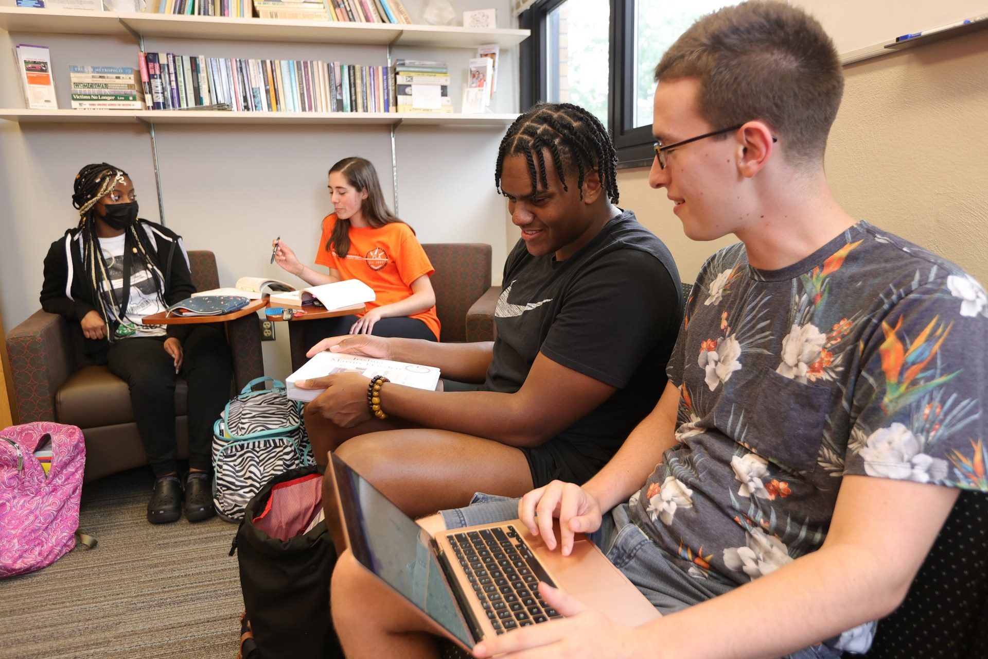 Students working together and studying