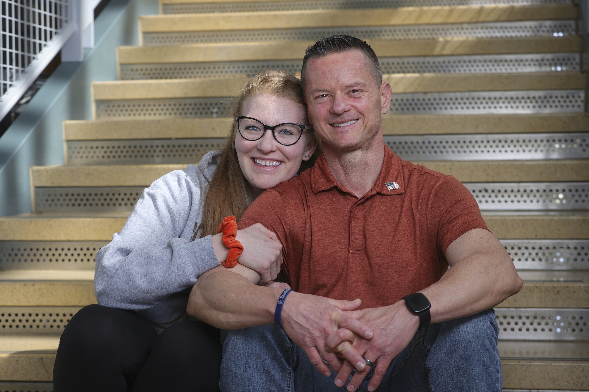 Emily and Michael Werner smile while visiting the Cedar Point Center at BGSU Firelands in Huron, Ohio.