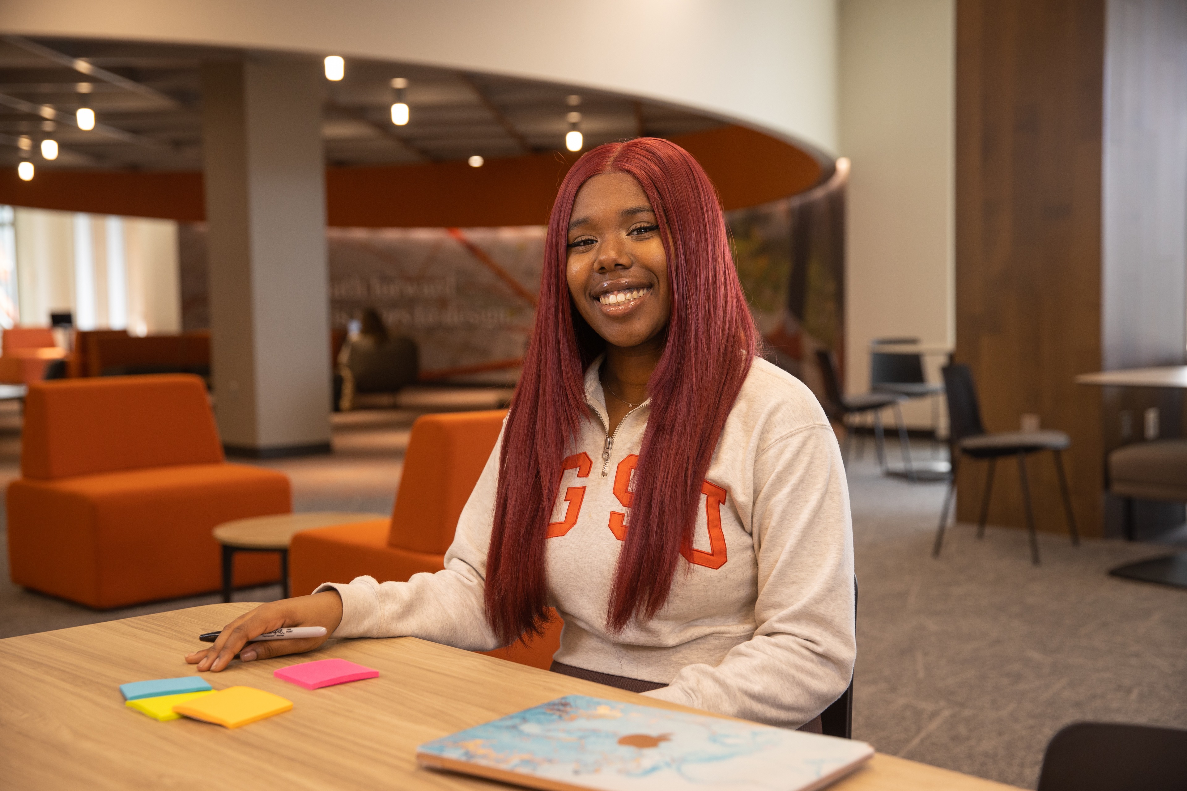 Briyanna Moore in the Geoffrey H. Radbill Center for College and Life Design.