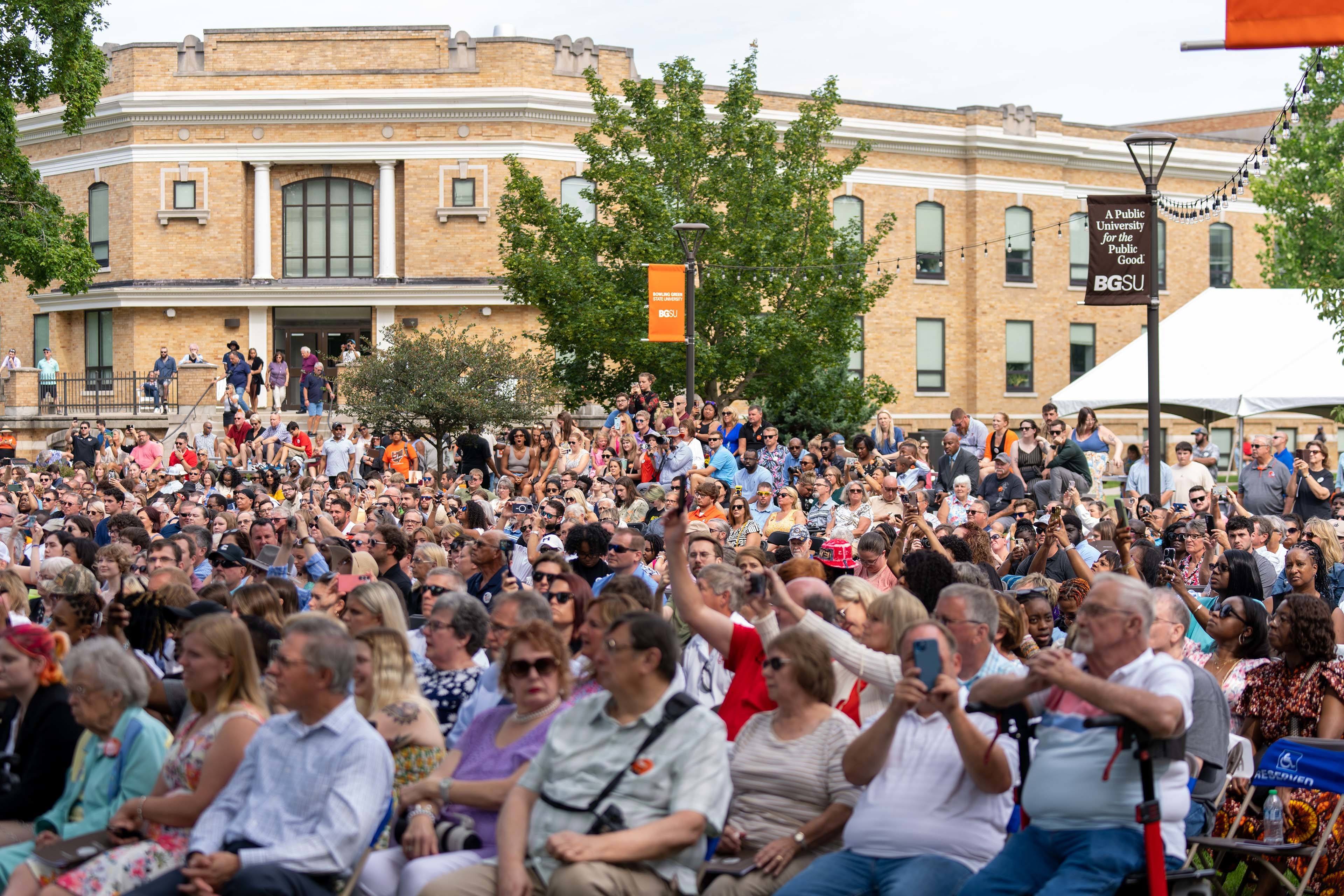 Crowd of family members attend Commencement