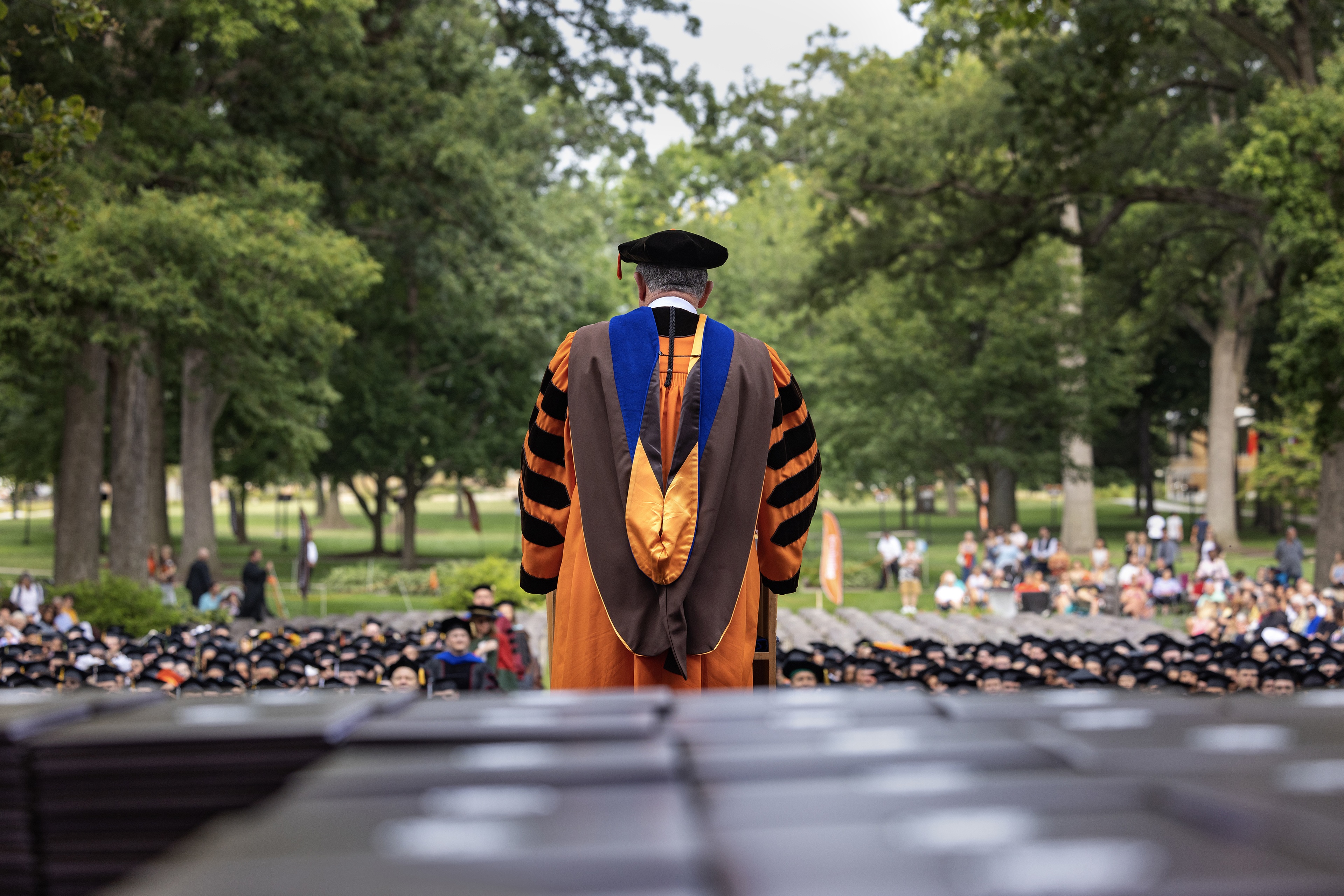 BGSU President Rodney K. Rogers faces graduates  