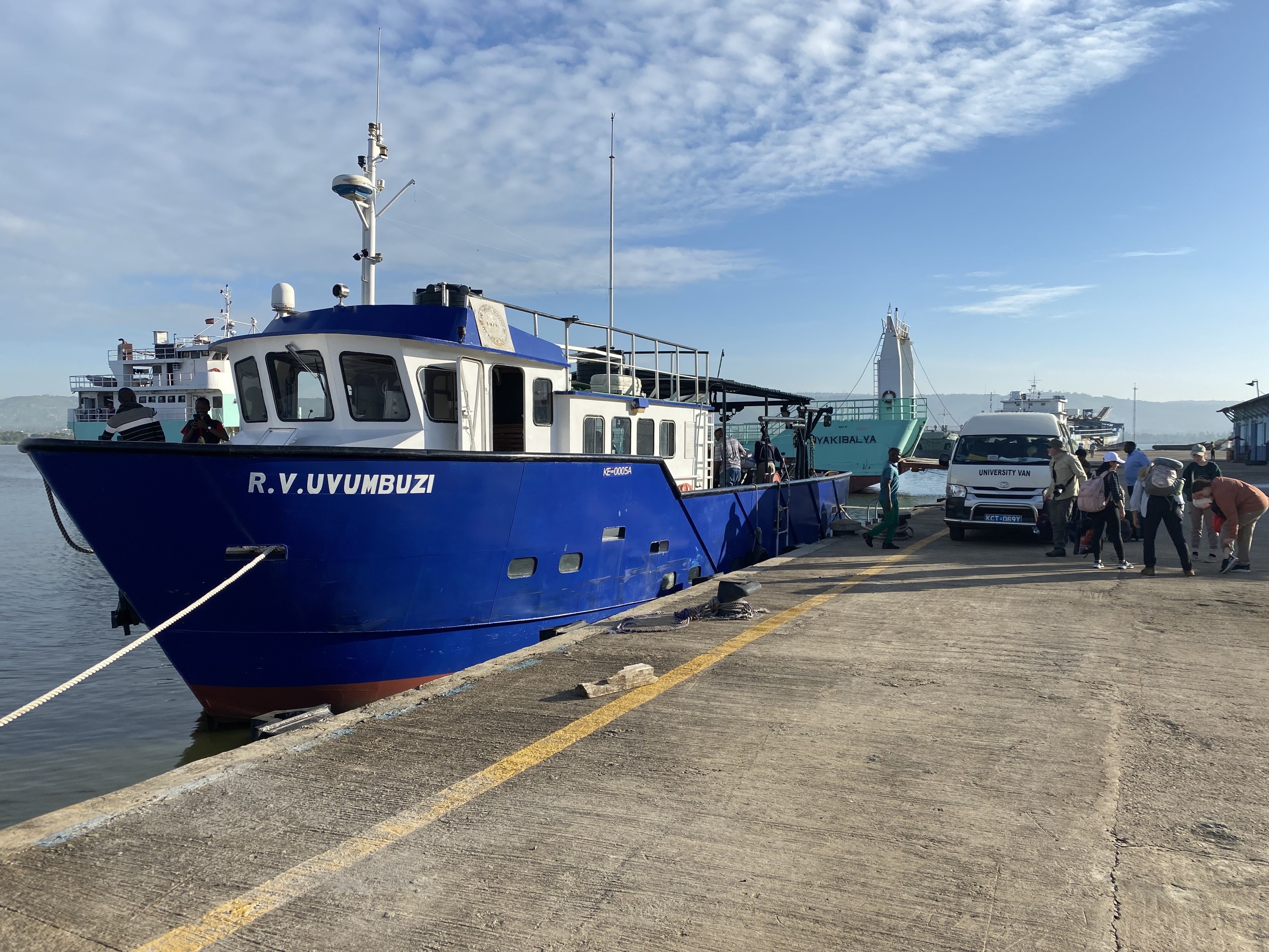 Research vessel Uvumbuzi docked at Lake Victoria 