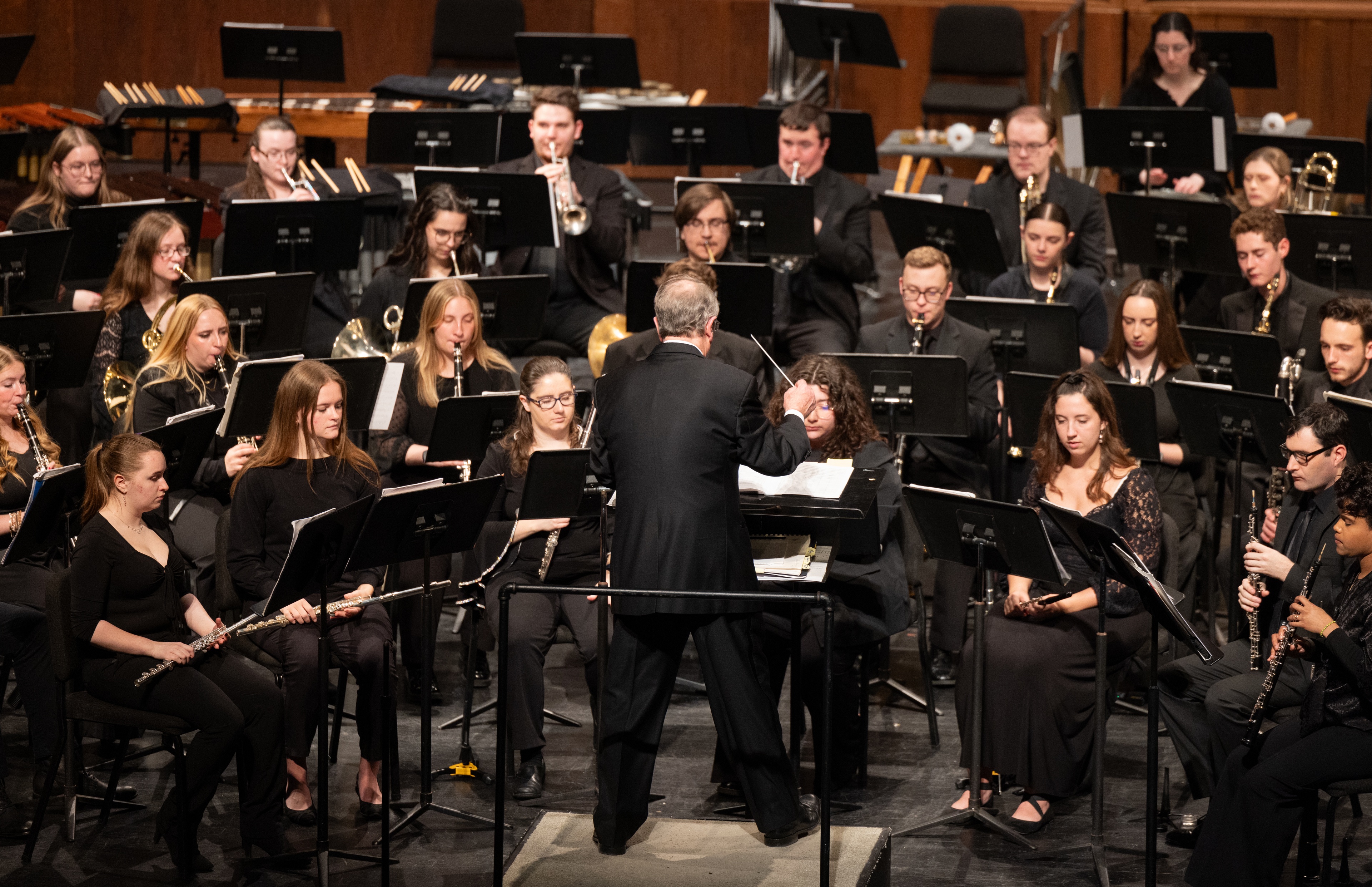 Musicians play during a concert