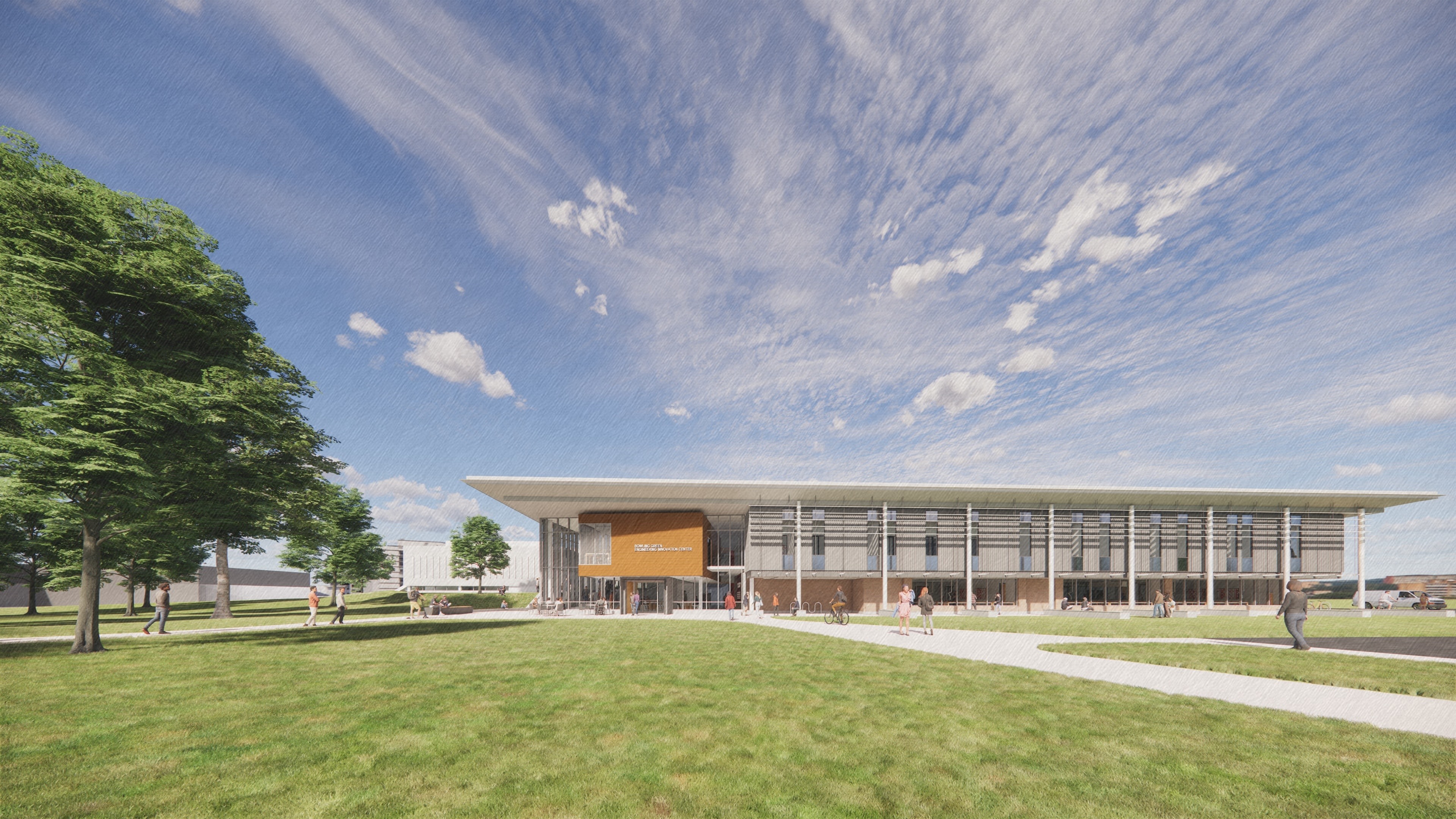 An artist's rendering of a new building on the BGSU campus.
