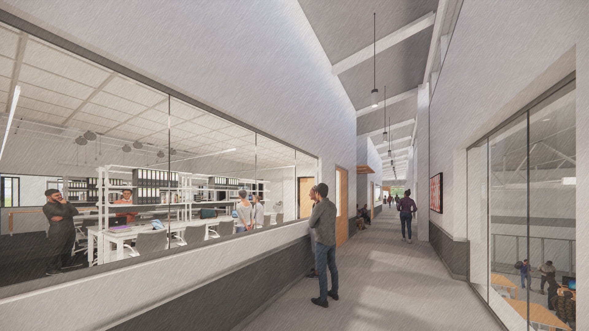 An artist's rendering of a learning lab in the BGSU Technology Engineering Innovation Center.