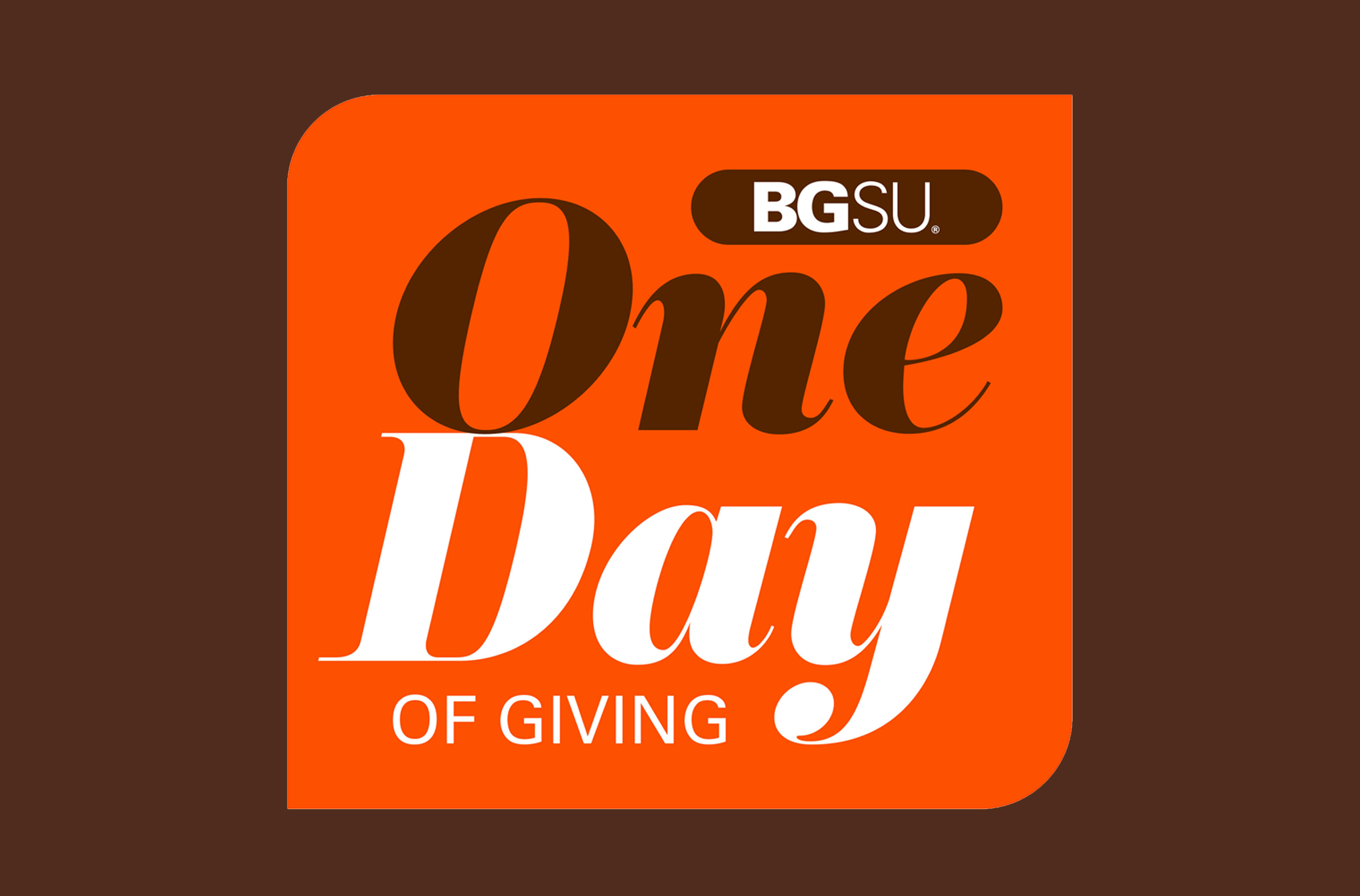 BGSU One Day of Giving text on an orange background. 