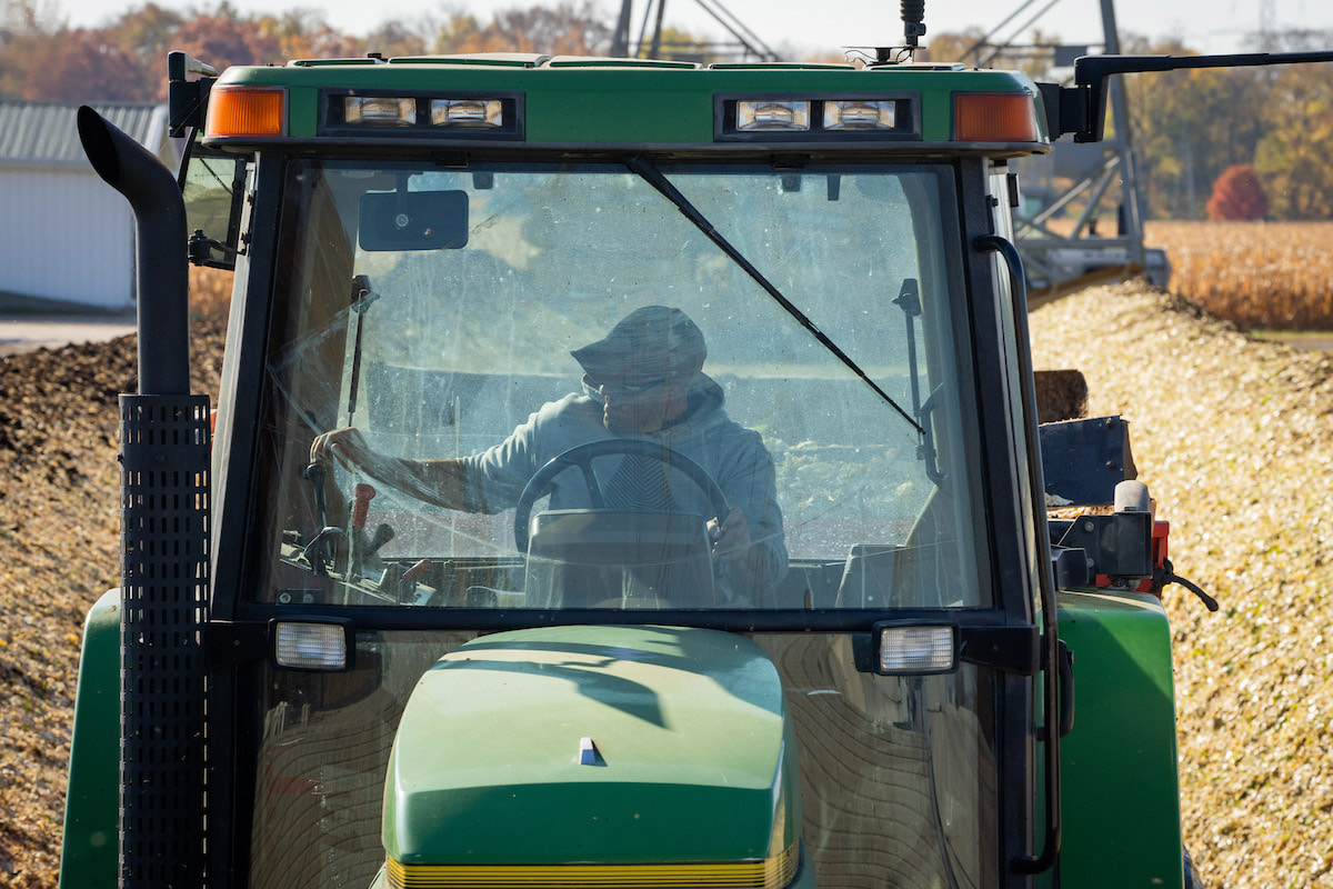 A tractor on a farm.