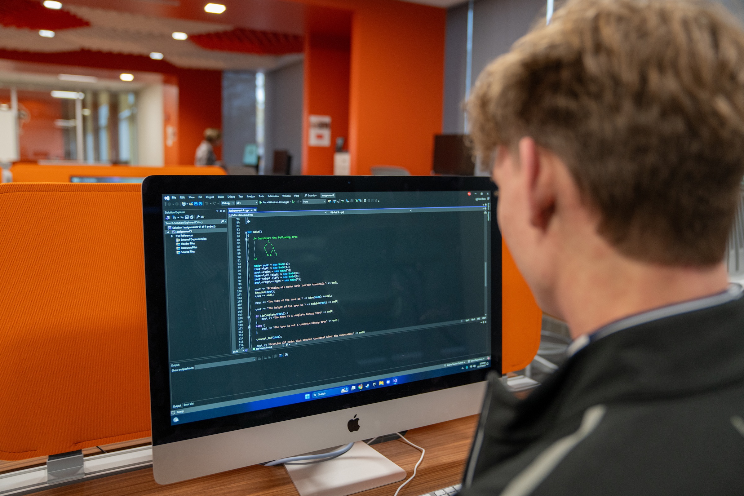 A student works on a computer