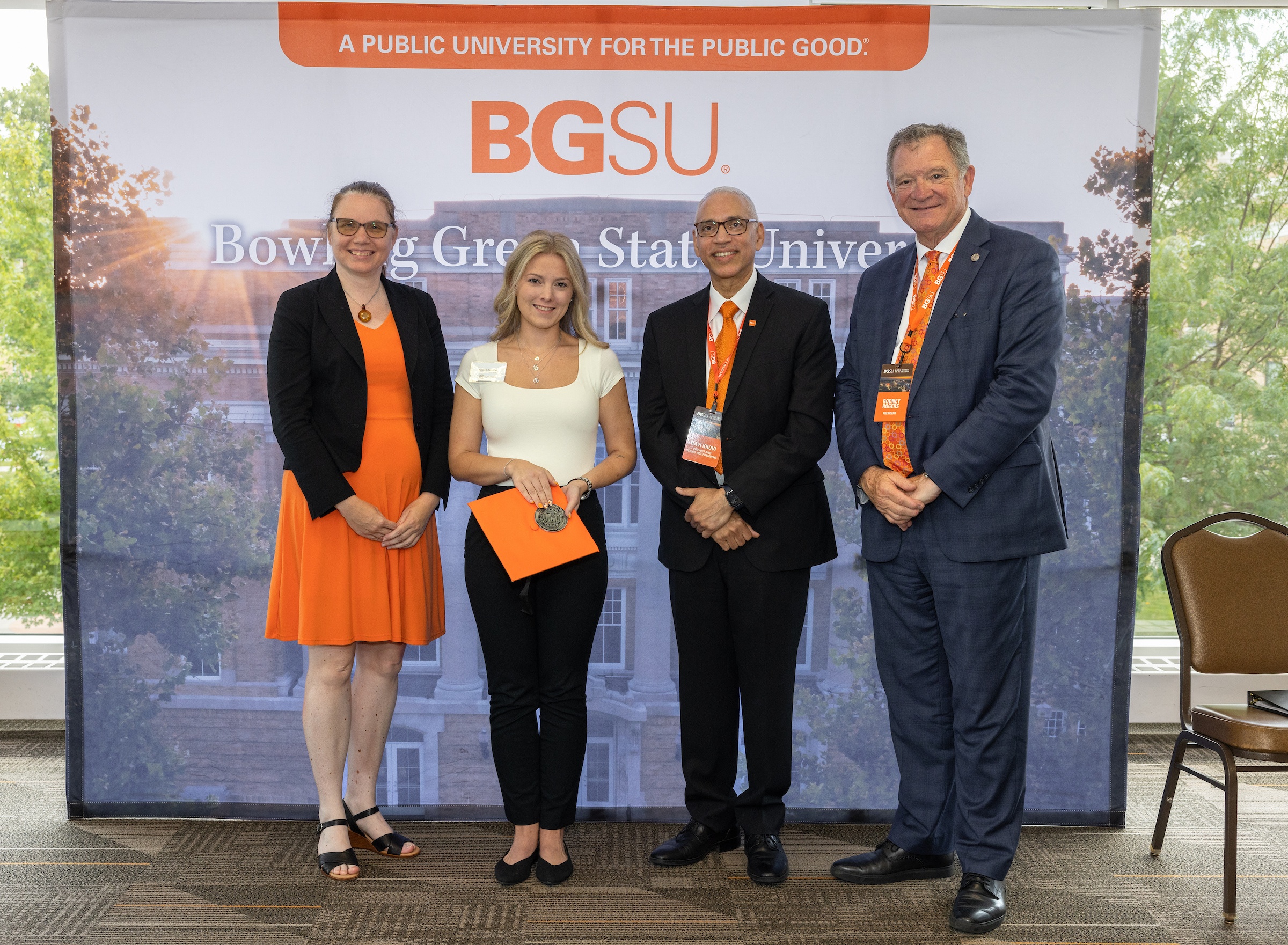 A student honored during the President's 4.0 Award ceremony
