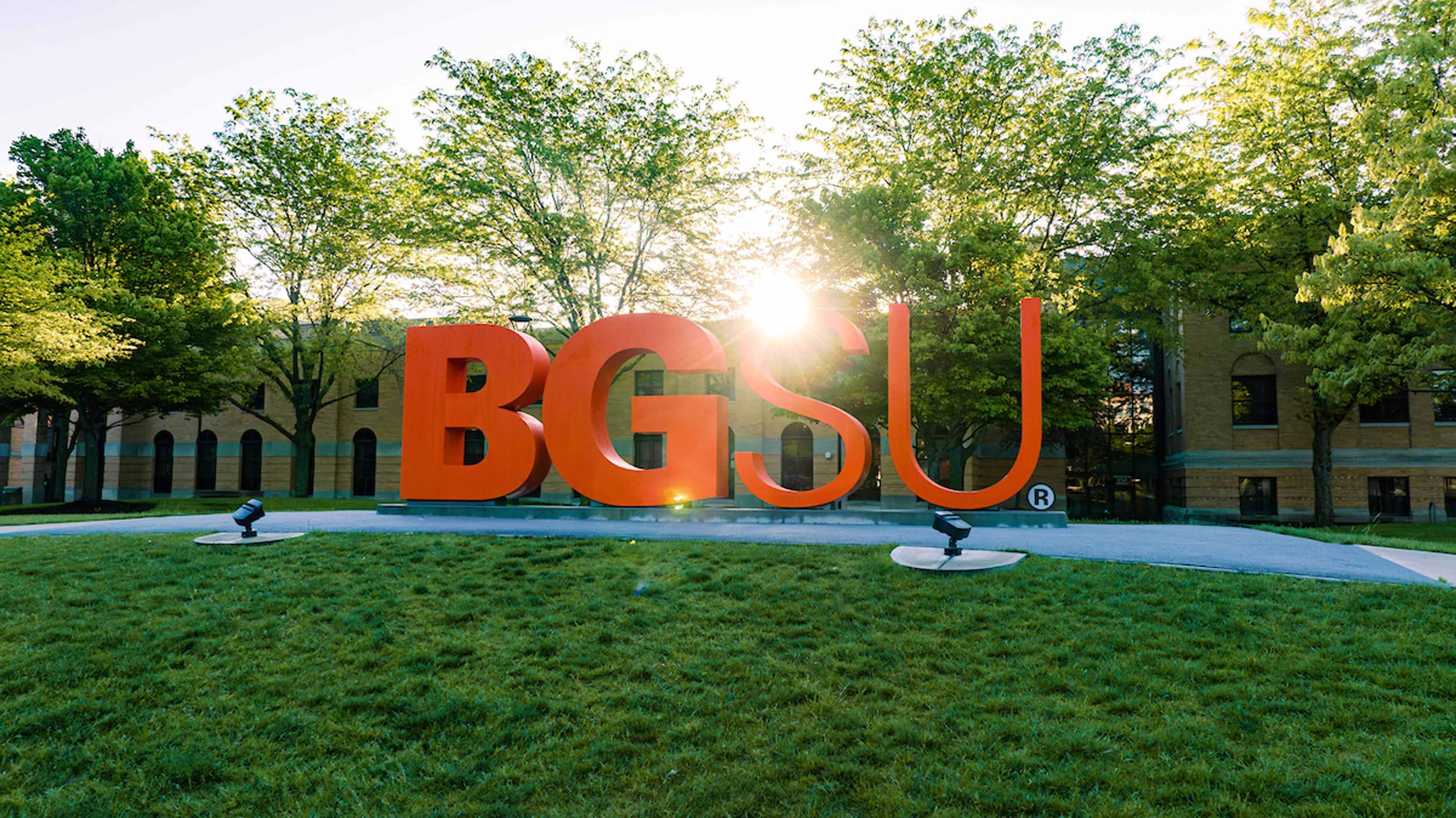 BGSU letters on Bowling Green State University campus