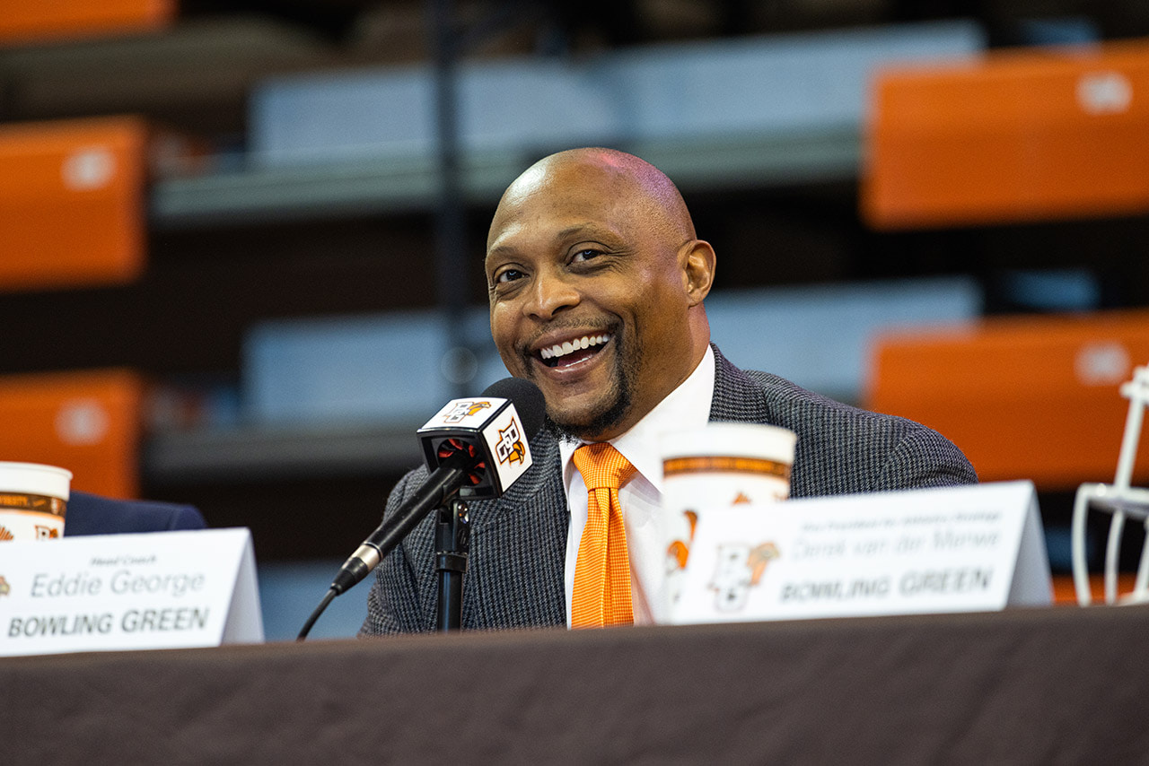 Eddie George speaks during a press conference