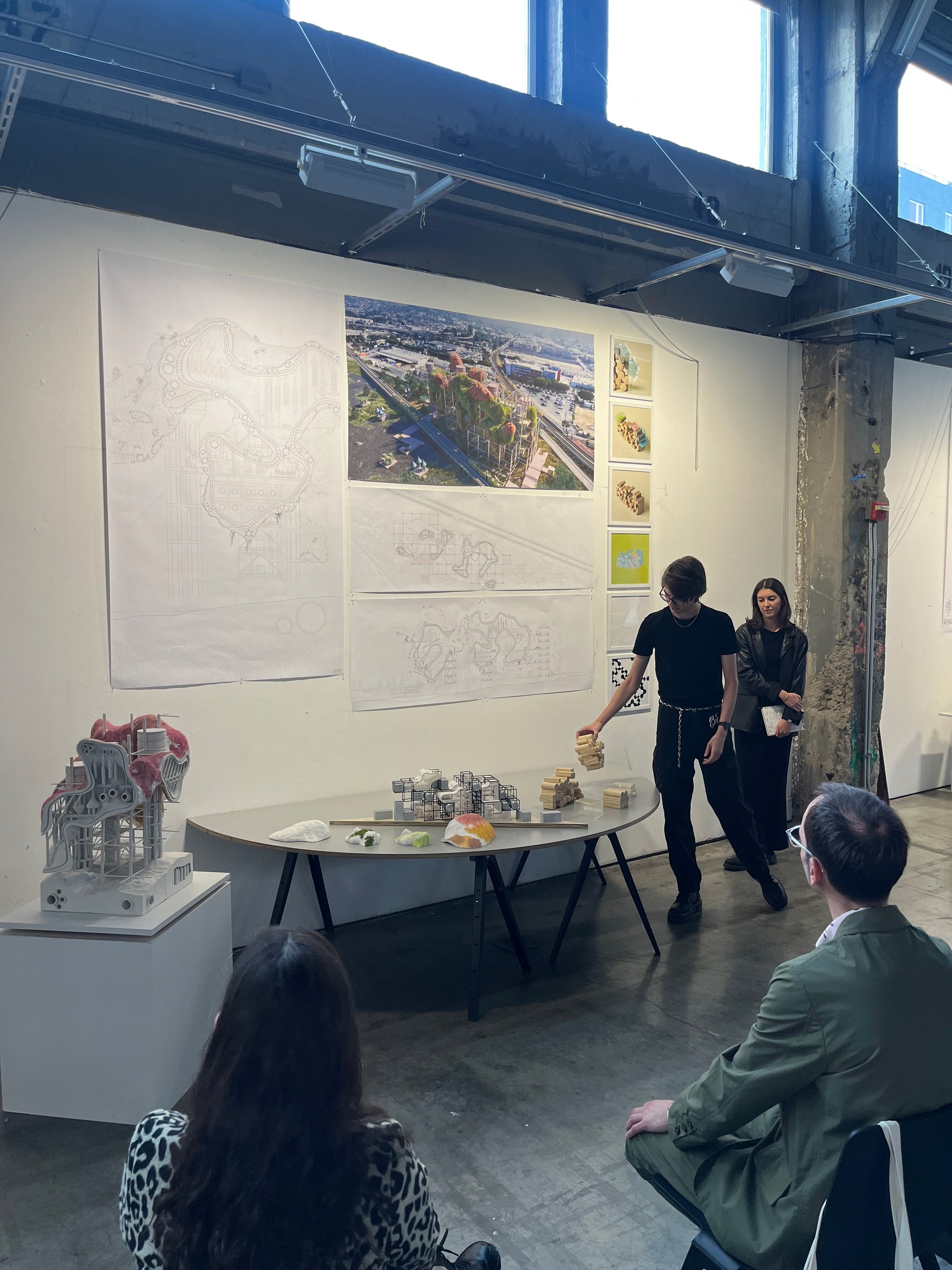 Two students present a project