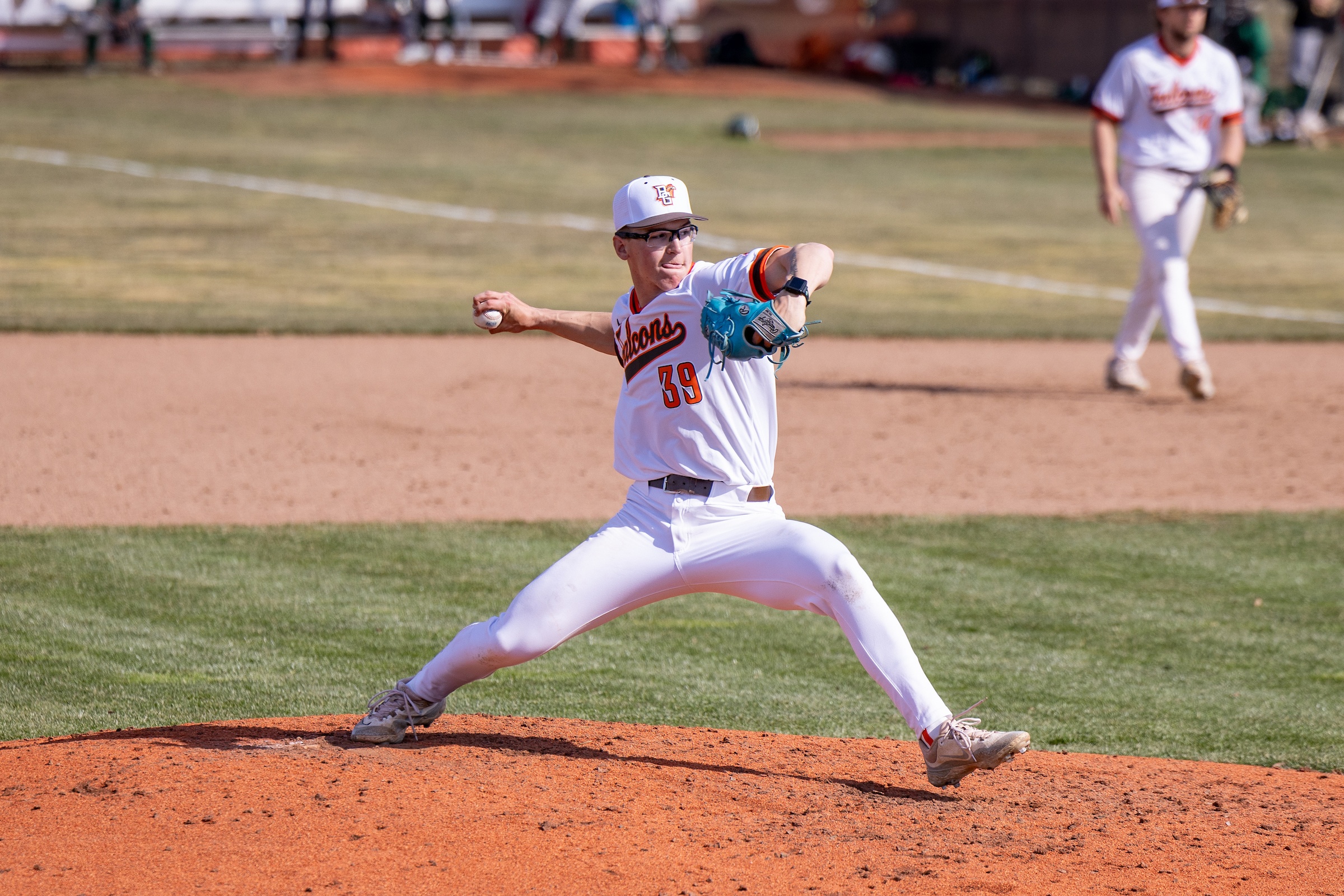 A BGSU baseball player pitches