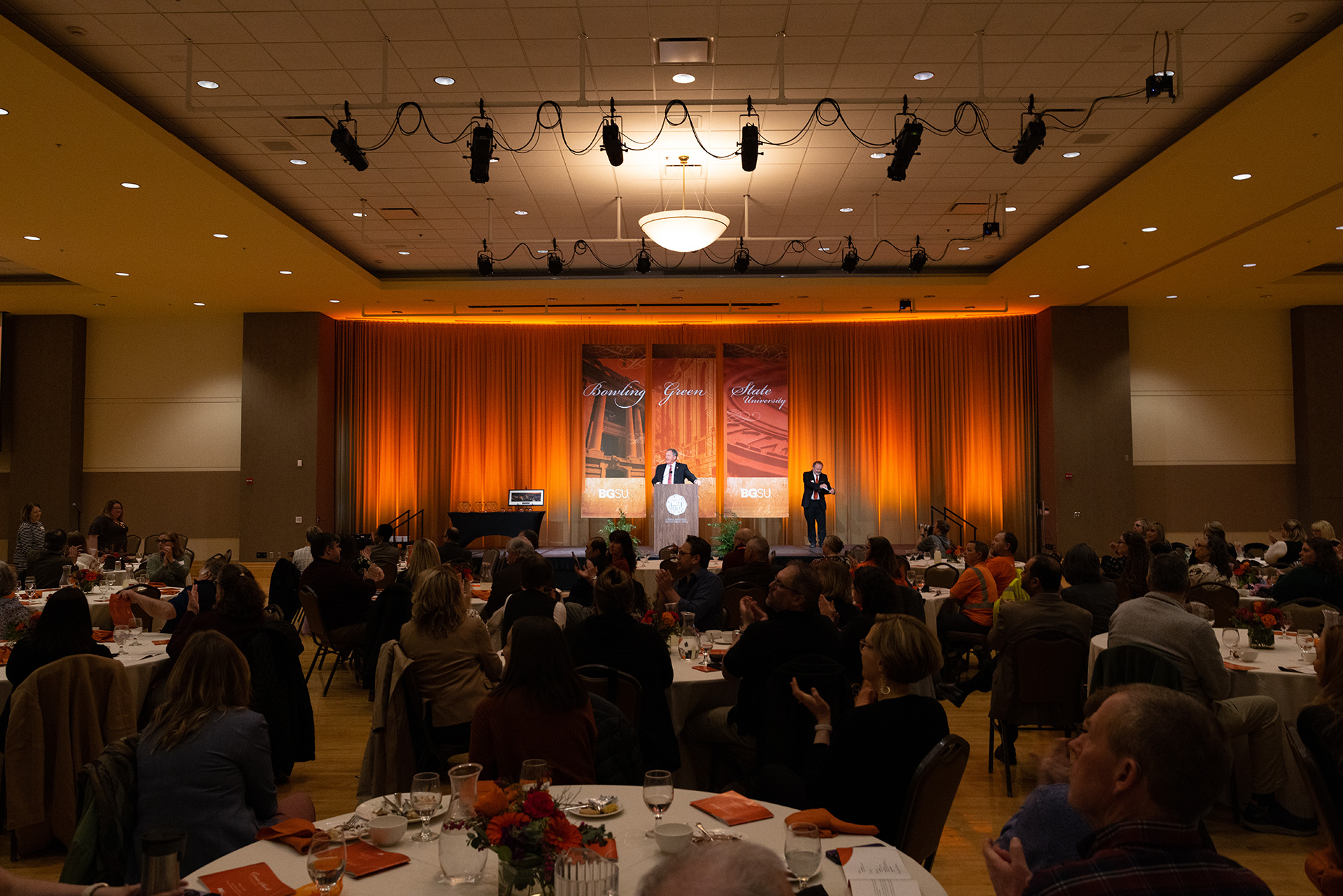 Faculty and staff members in the ballroom for the annual service awards