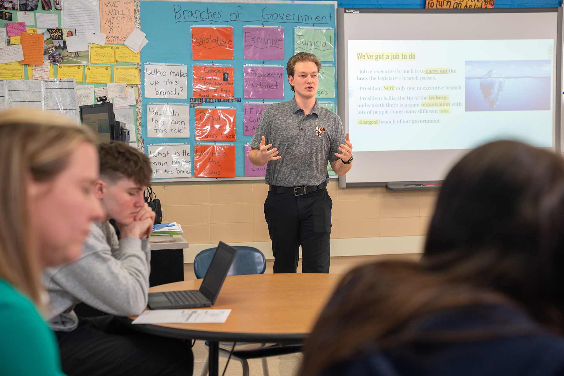 A BGSU student teaches a class during student teaching