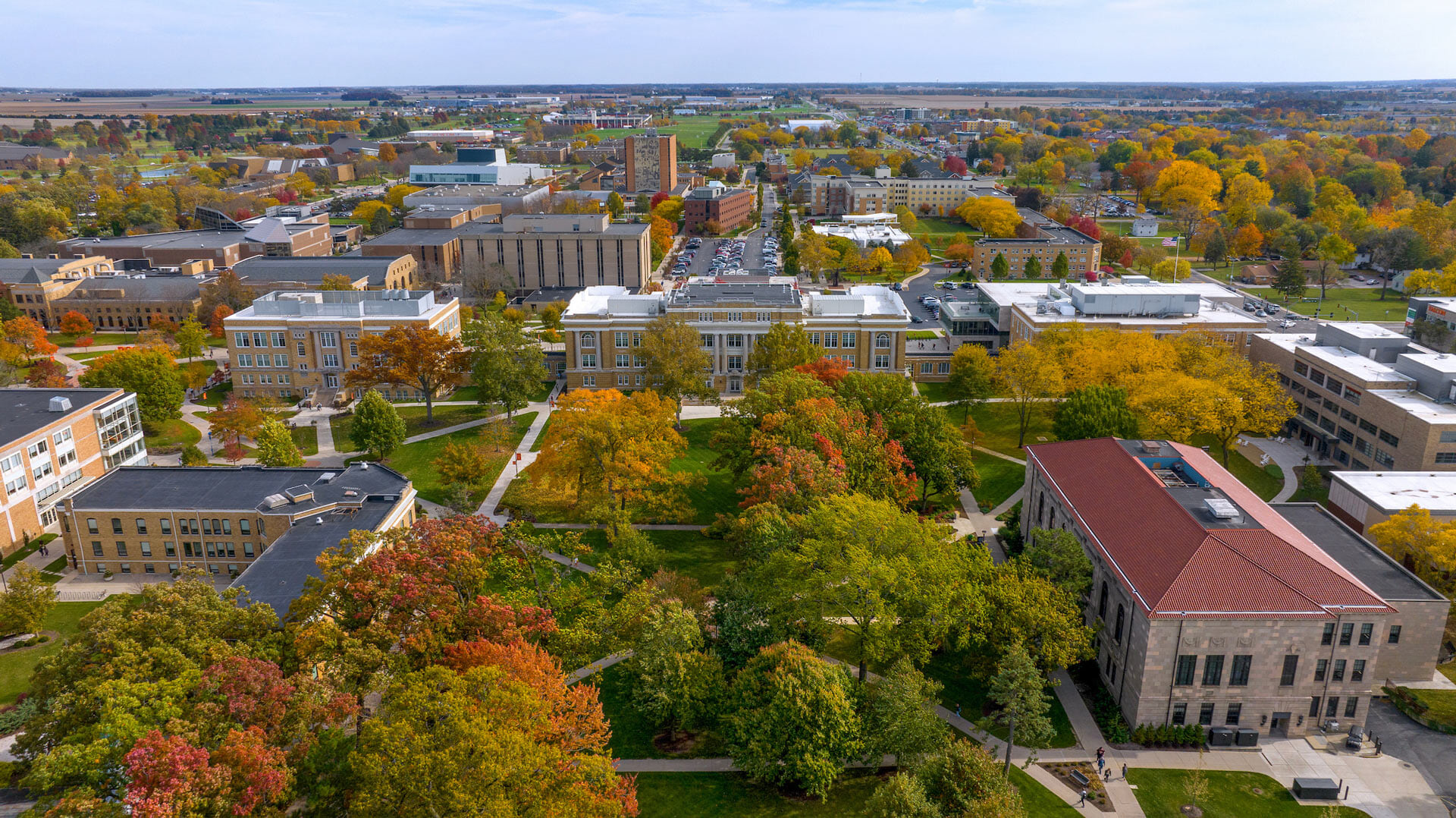 Aerial photo of the BGSU campus.