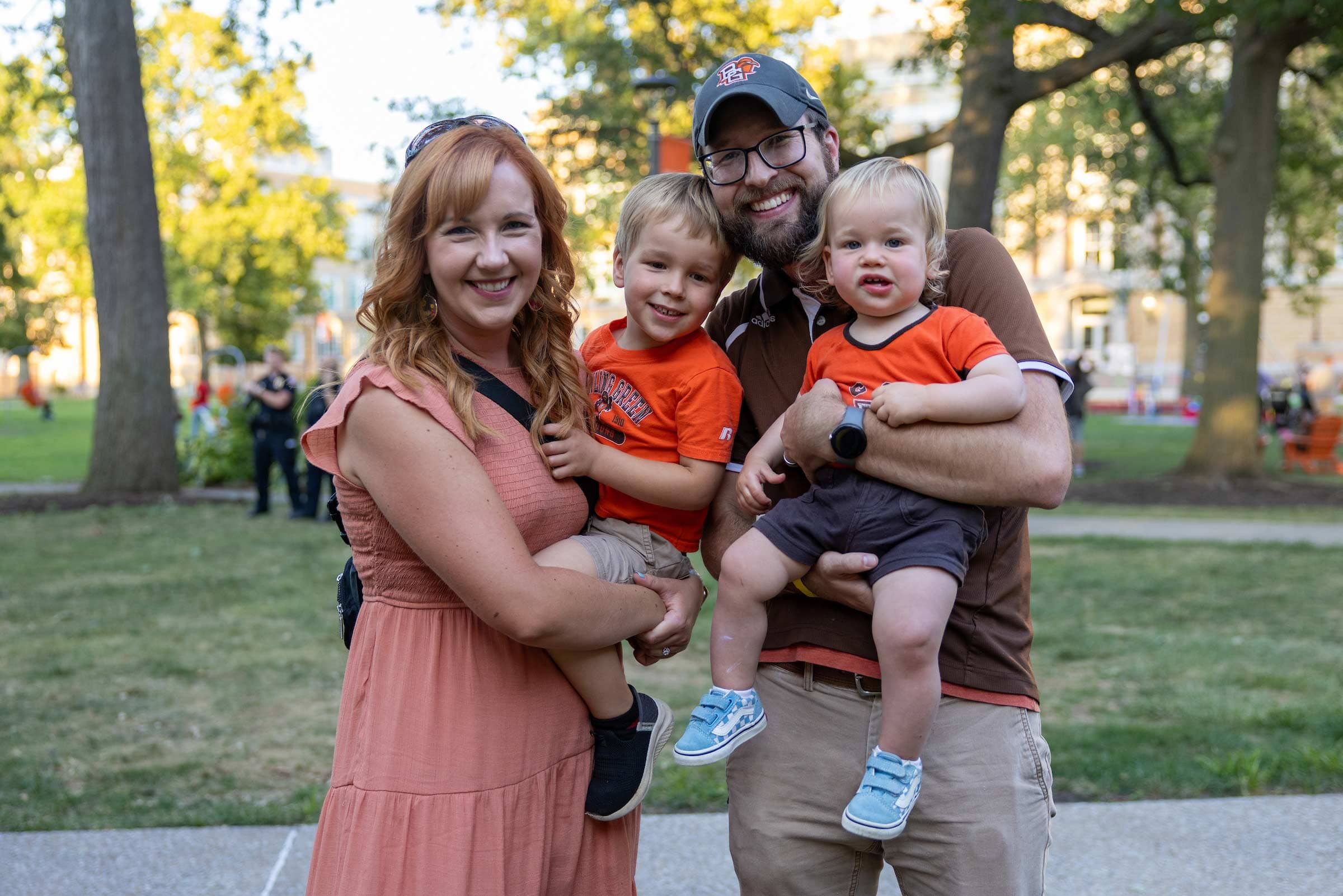 A family at BGSU Homecoming Welcome Back party.