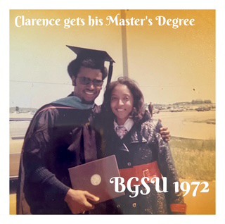 Clarence Daniels in his graduation regalia for his master's degree