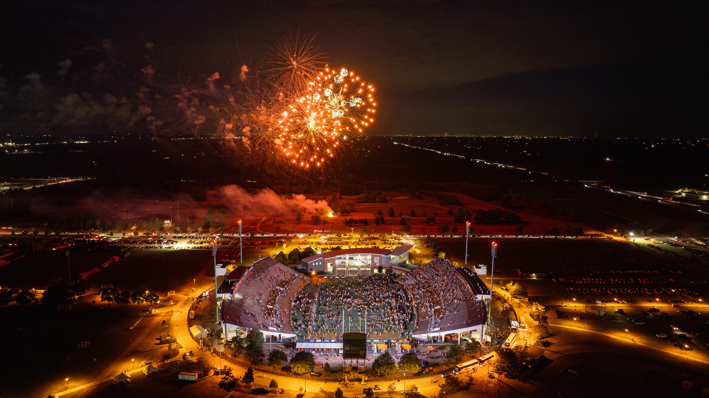 Fireworks over Doyt. L. Perry stadium 
