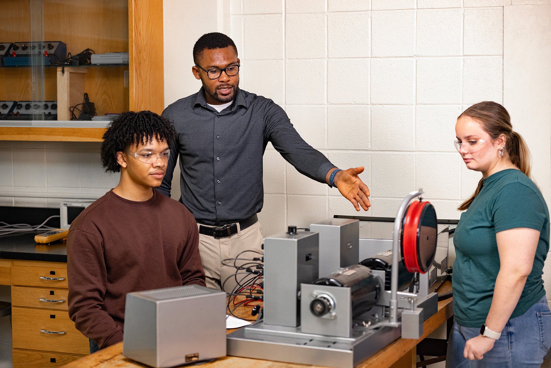 A professor instructs students.