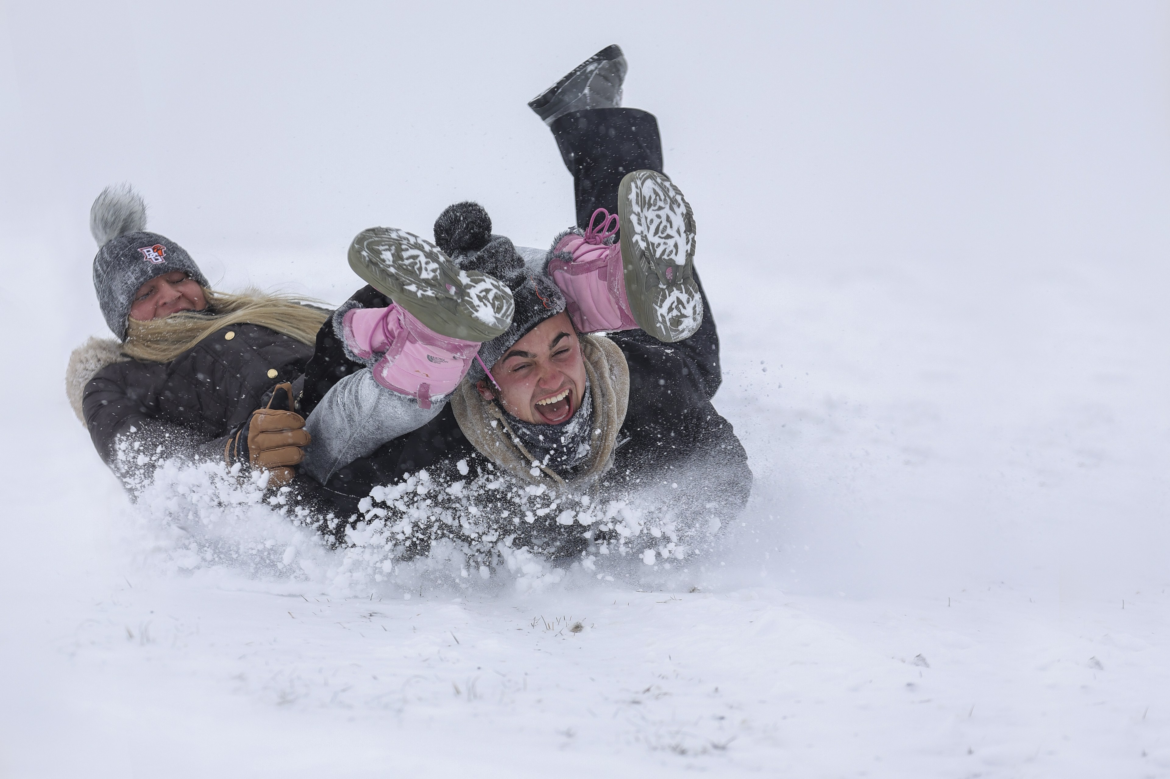 students in snow