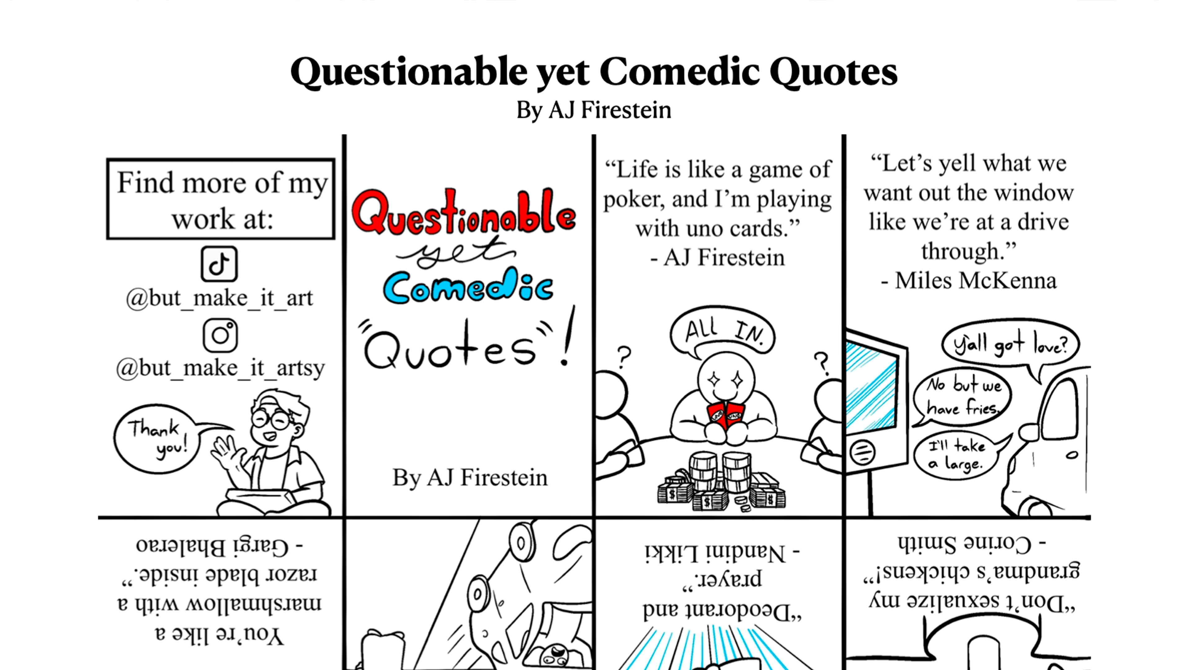The first page of AJ's zine, which depicts the overall layout of the zine