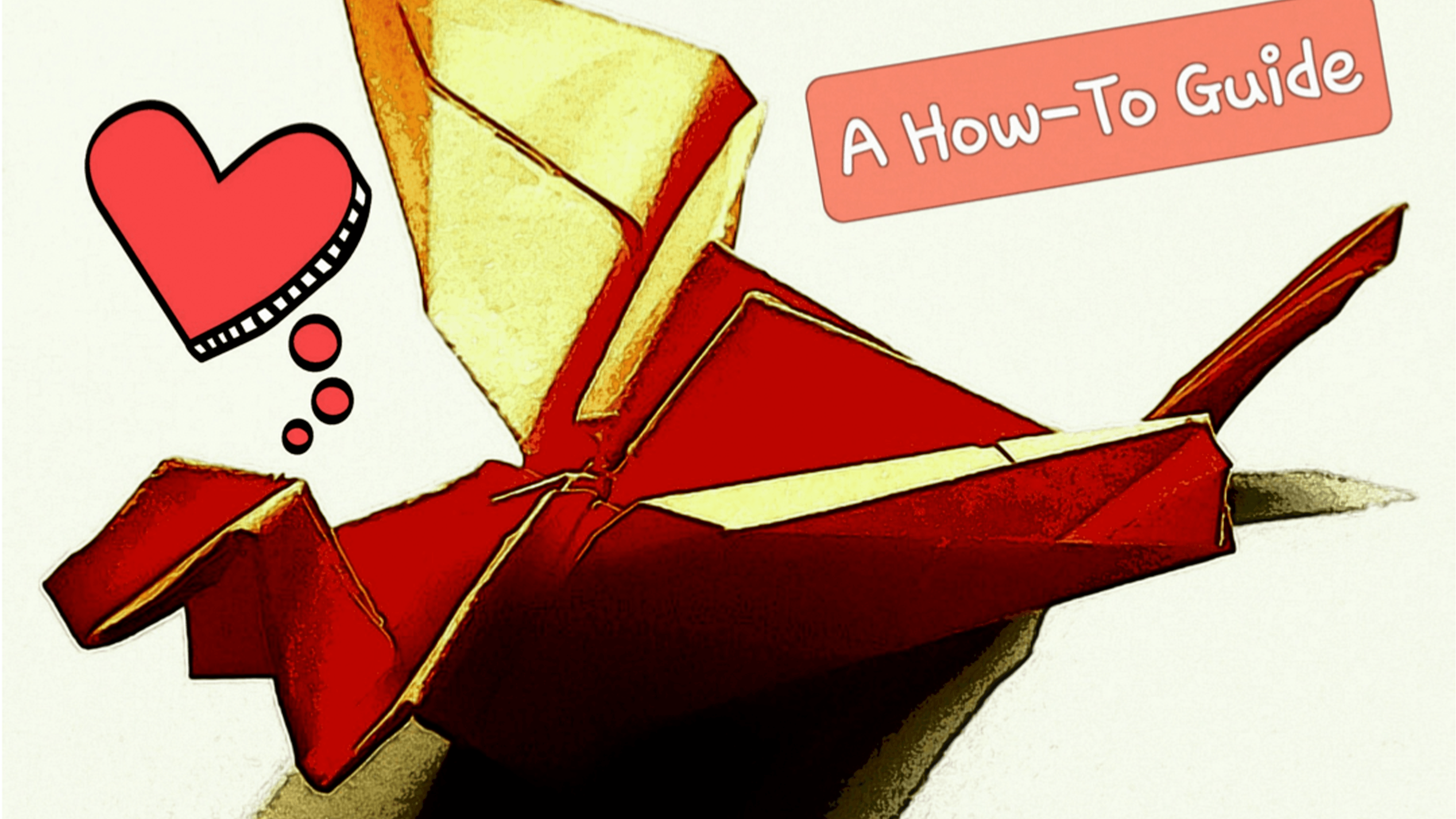 Cover of Jazz's zine with an origami dragon, a heart, and the text "a how-to guide"