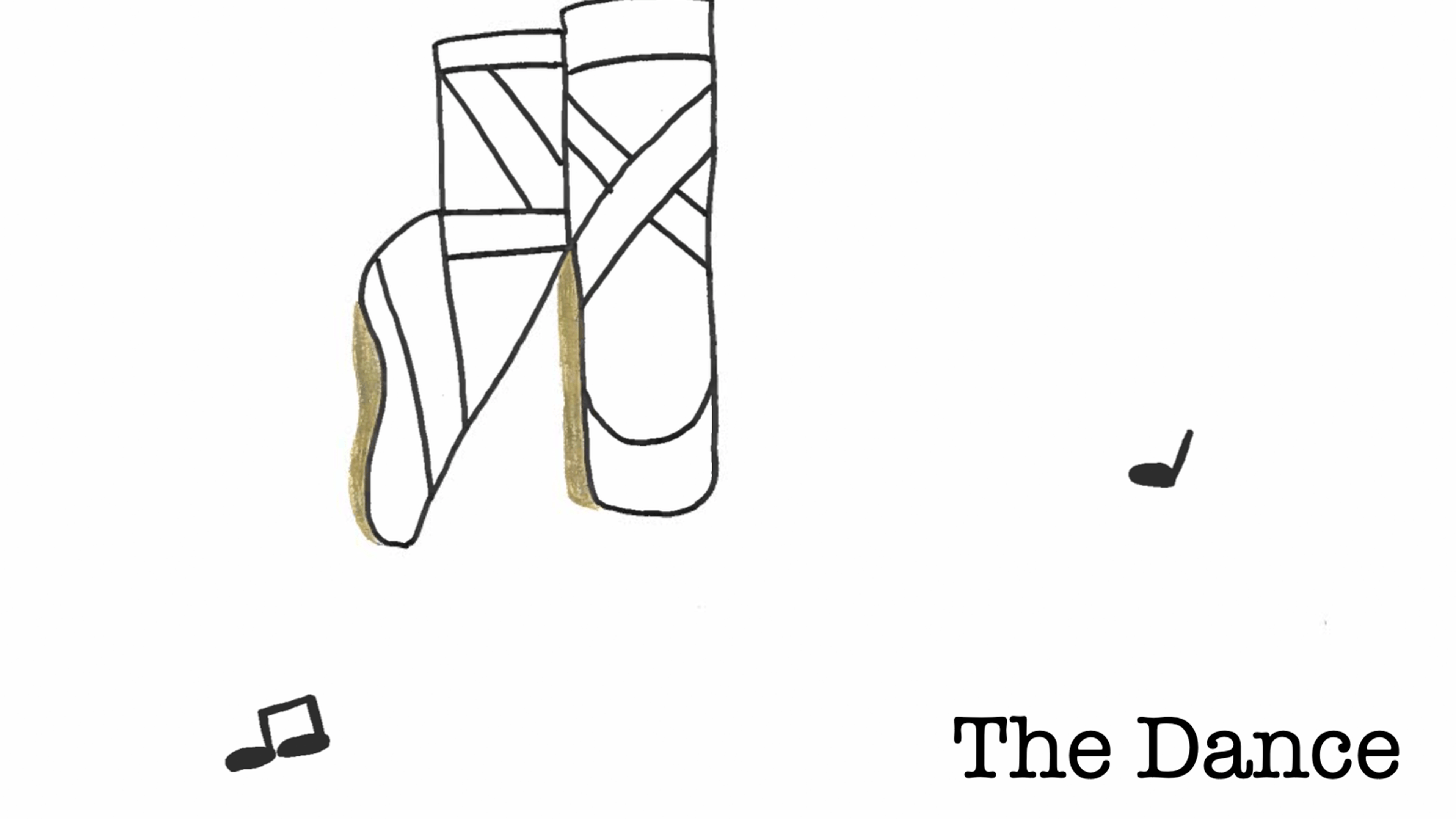Cover of The Dance depicting drawing of ballet shoes and the text "The Dance"