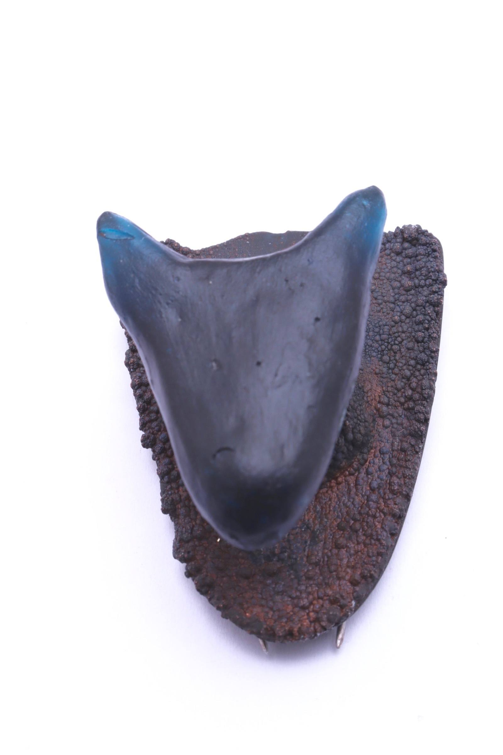 Hestia, 2021  cast glass, electroformed copper, steel