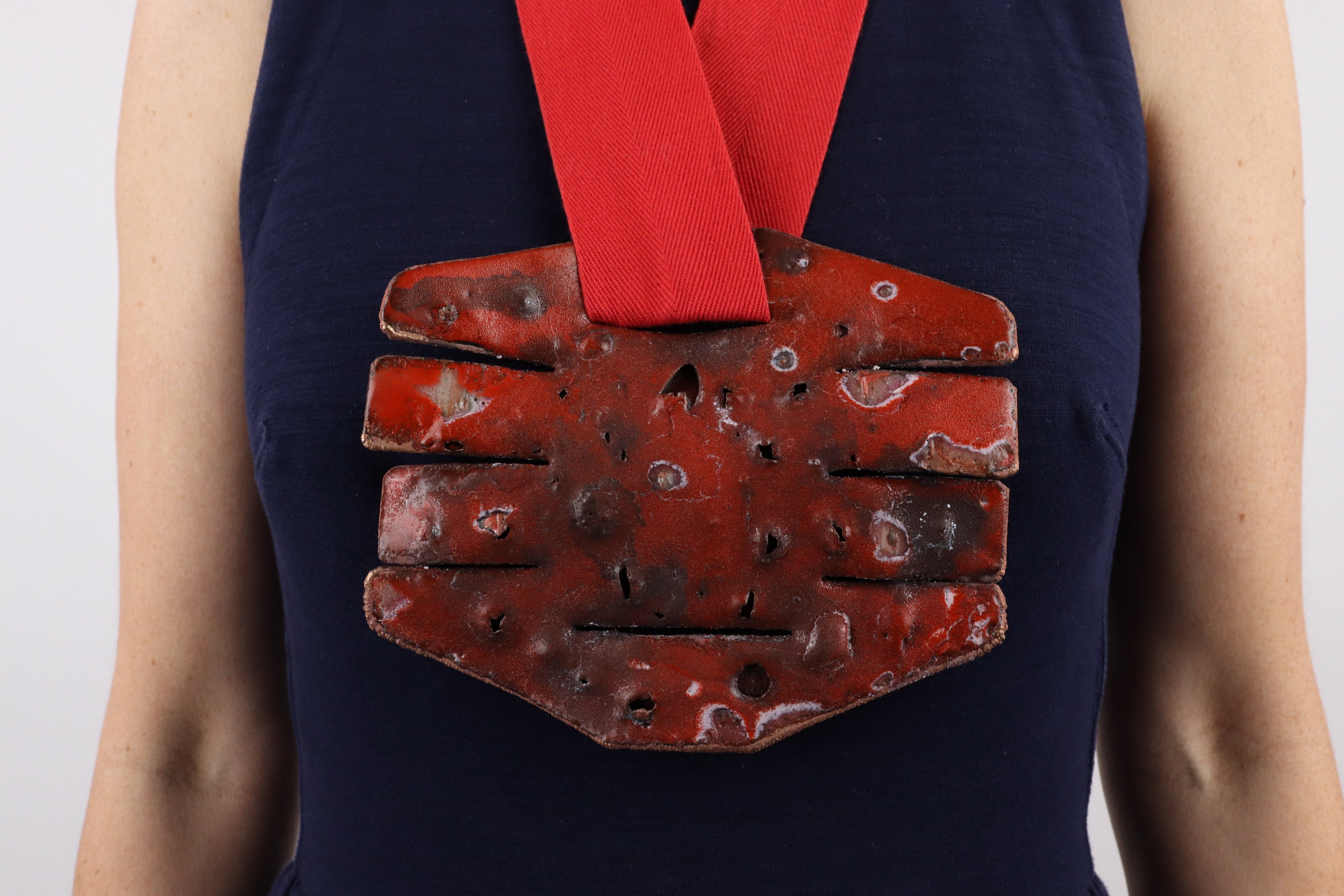 Magma, 2021 enameled & electroformed copper, cotton